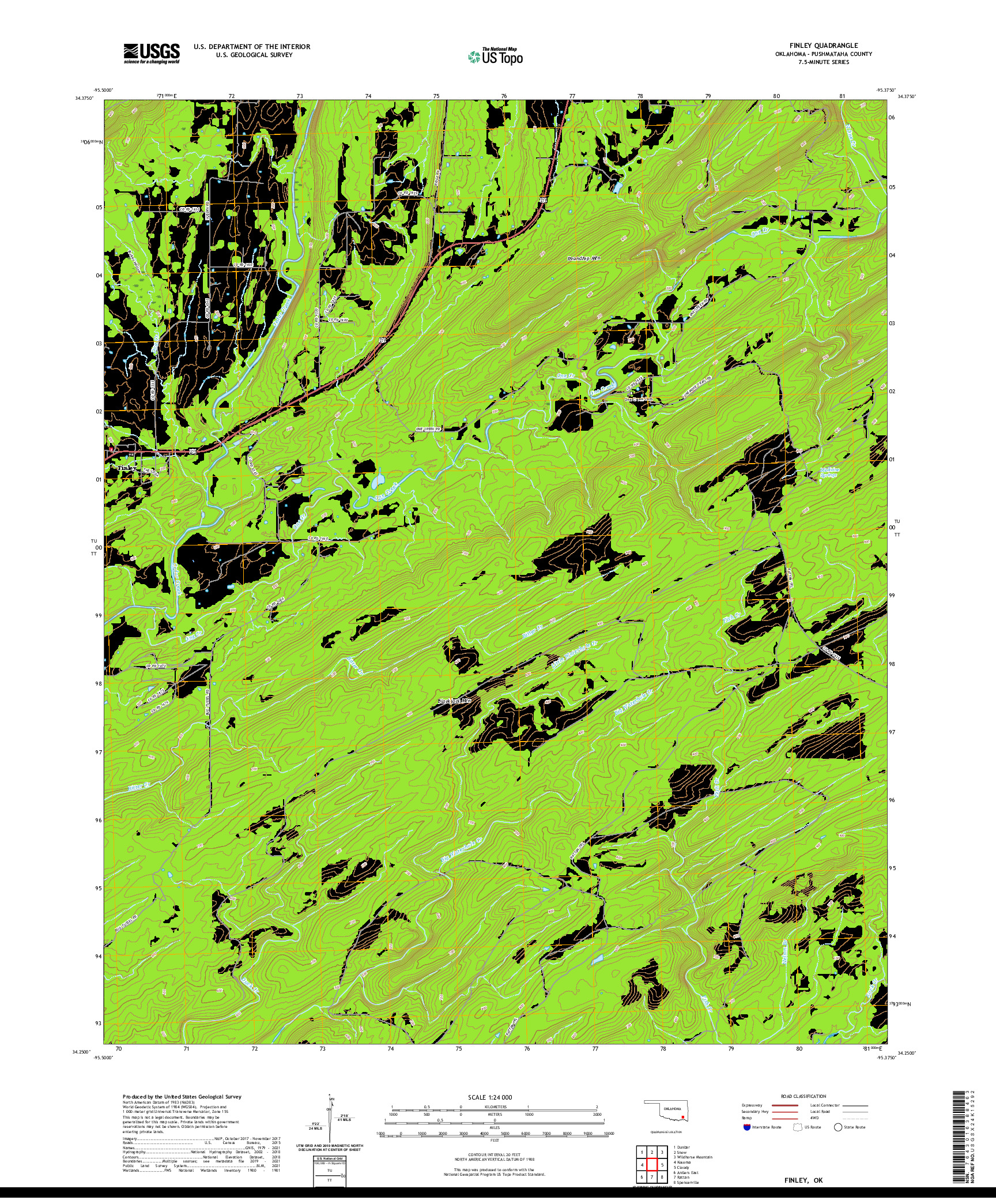 US TOPO 7.5-MINUTE MAP FOR FINLEY, OK