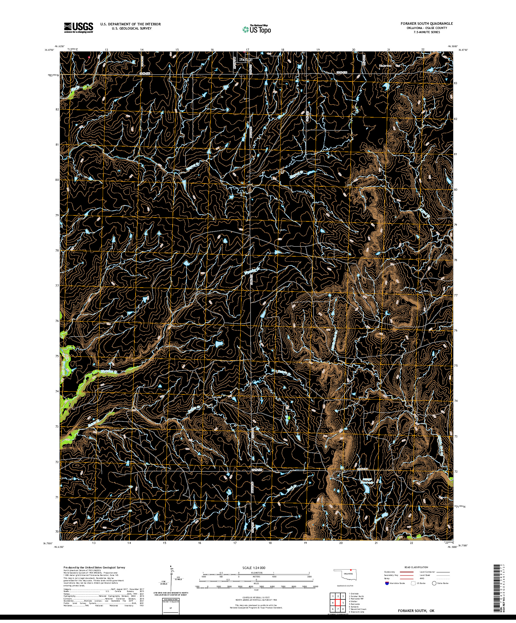 US TOPO 7.5-MINUTE MAP FOR FORAKER SOUTH, OK