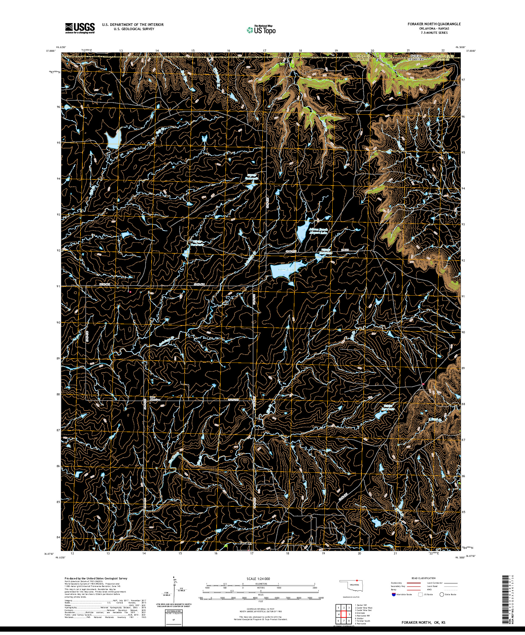 US TOPO 7.5-MINUTE MAP FOR FORAKER NORTH, OK,KS