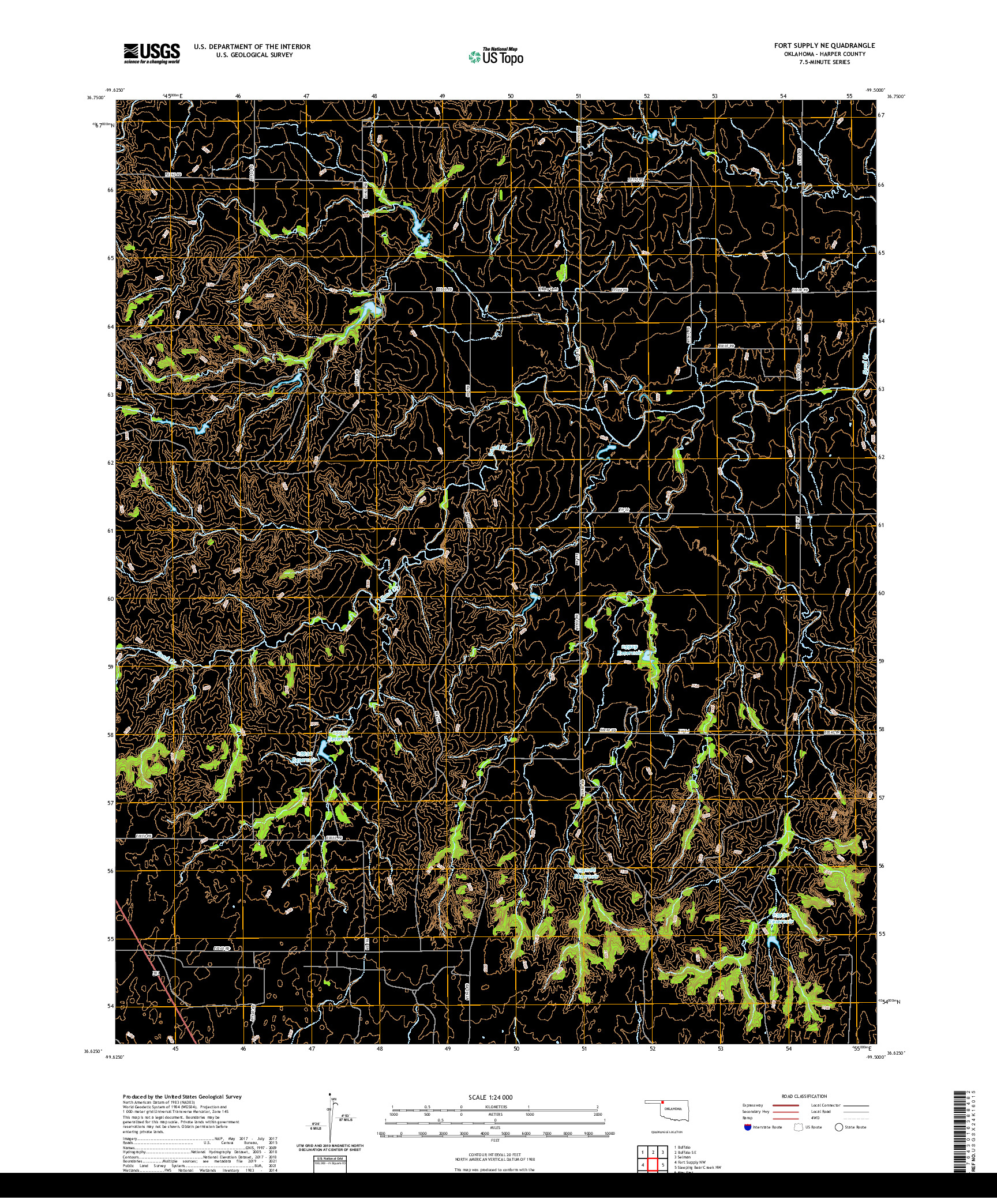 US TOPO 7.5-MINUTE MAP FOR FORT SUPPLY NE, OK