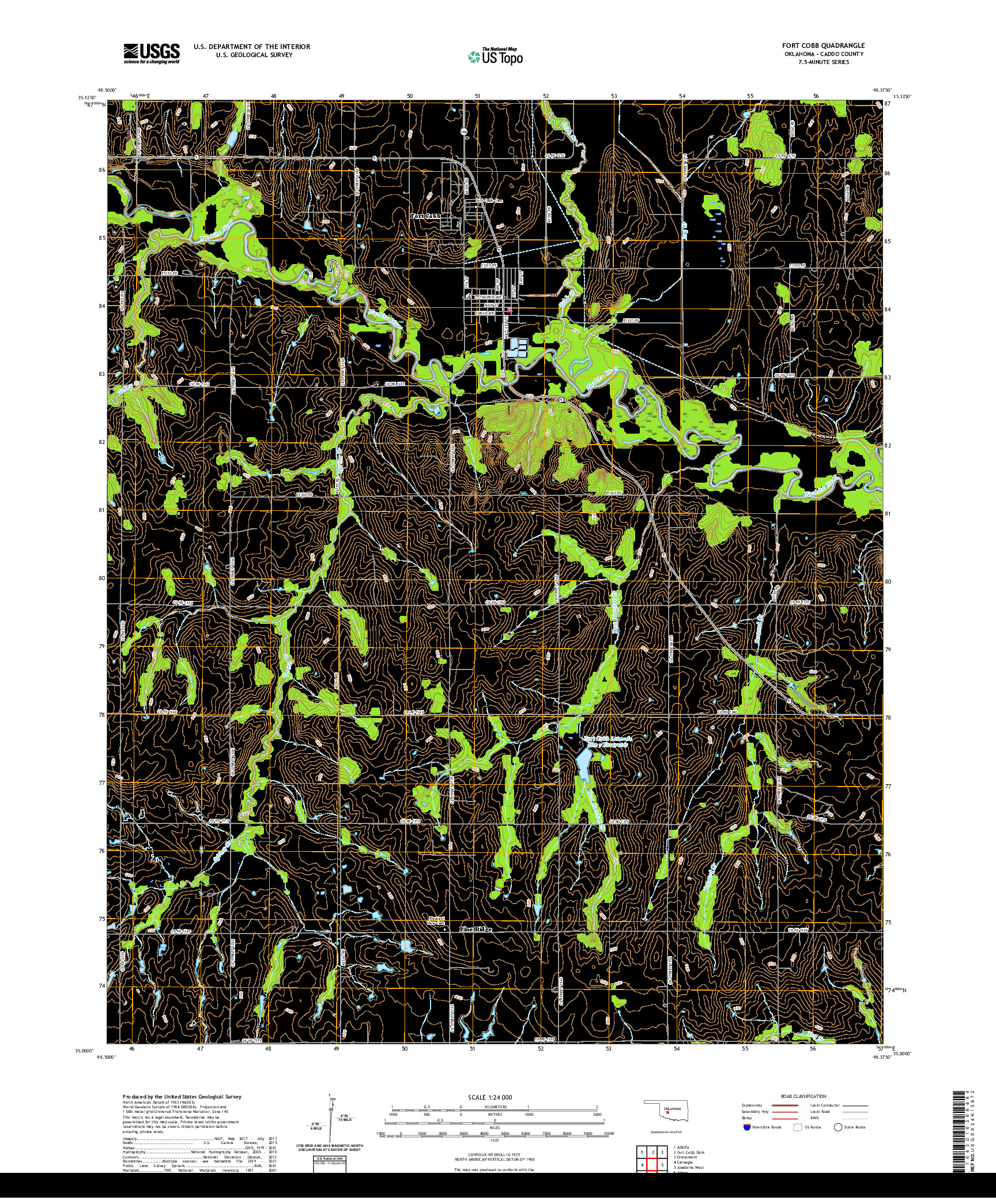 US TOPO 7.5-MINUTE MAP FOR FORT COBB, OK