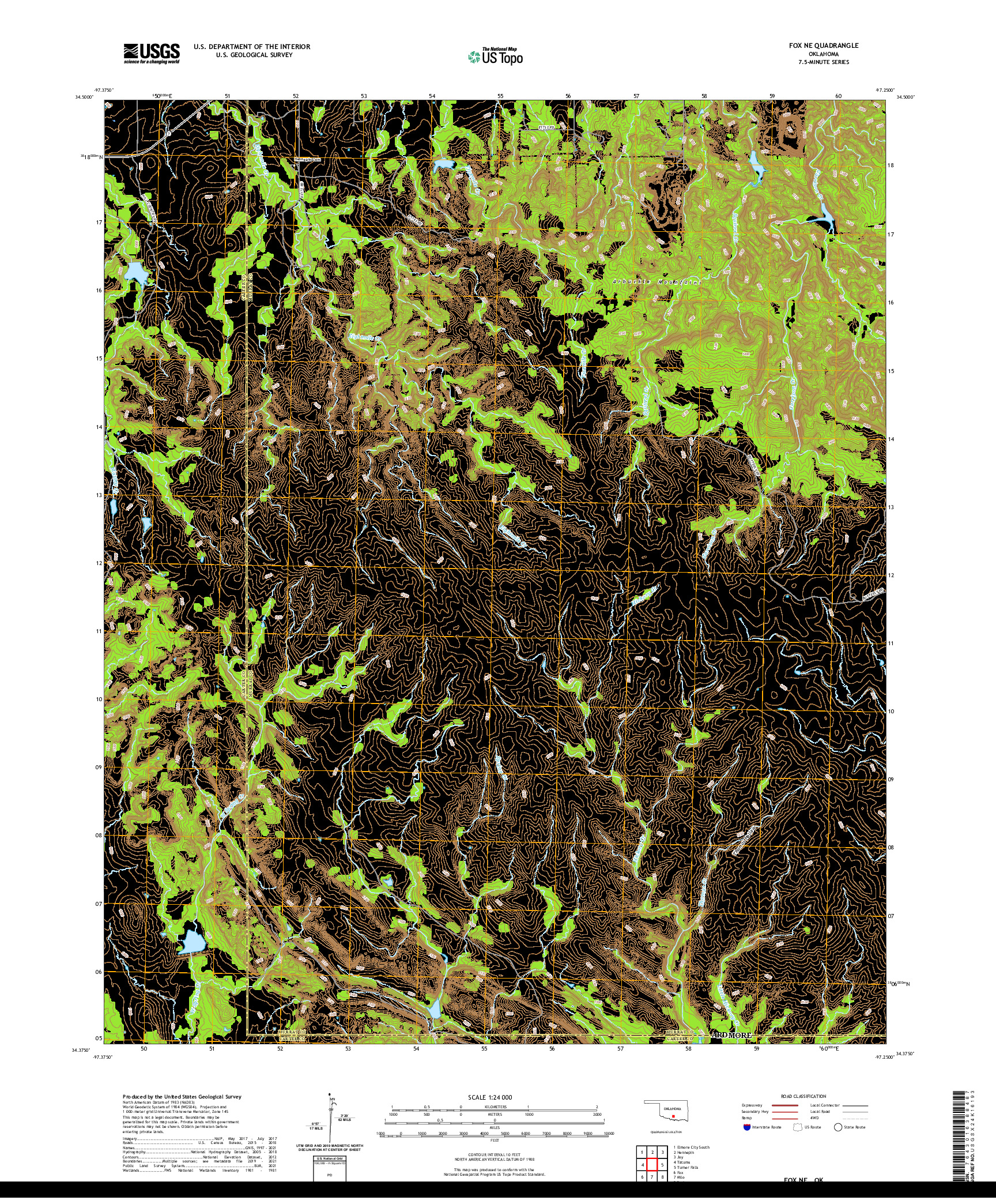 US TOPO 7.5-MINUTE MAP FOR FOX NE, OK