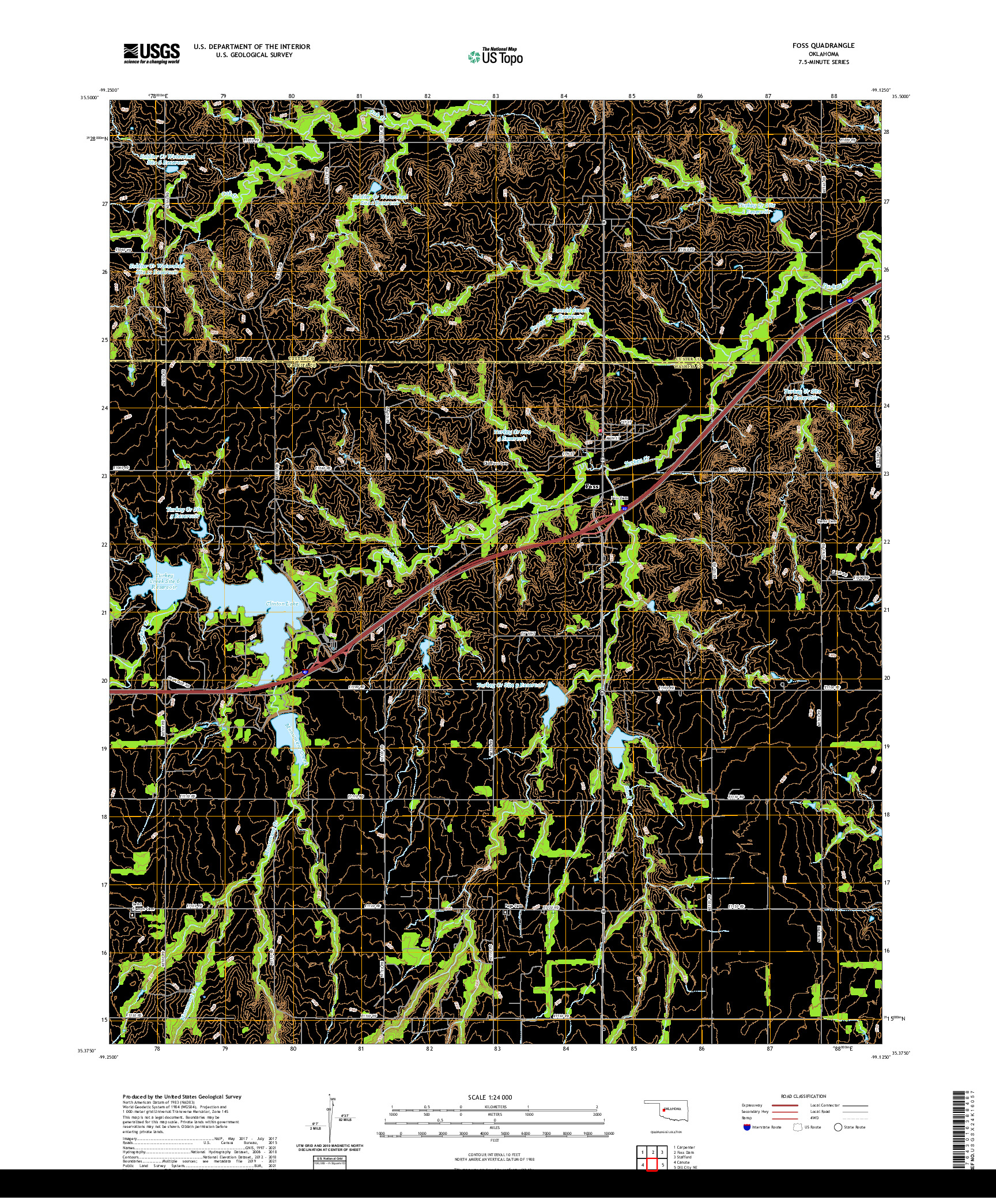 US TOPO 7.5-MINUTE MAP FOR FOSS, OK