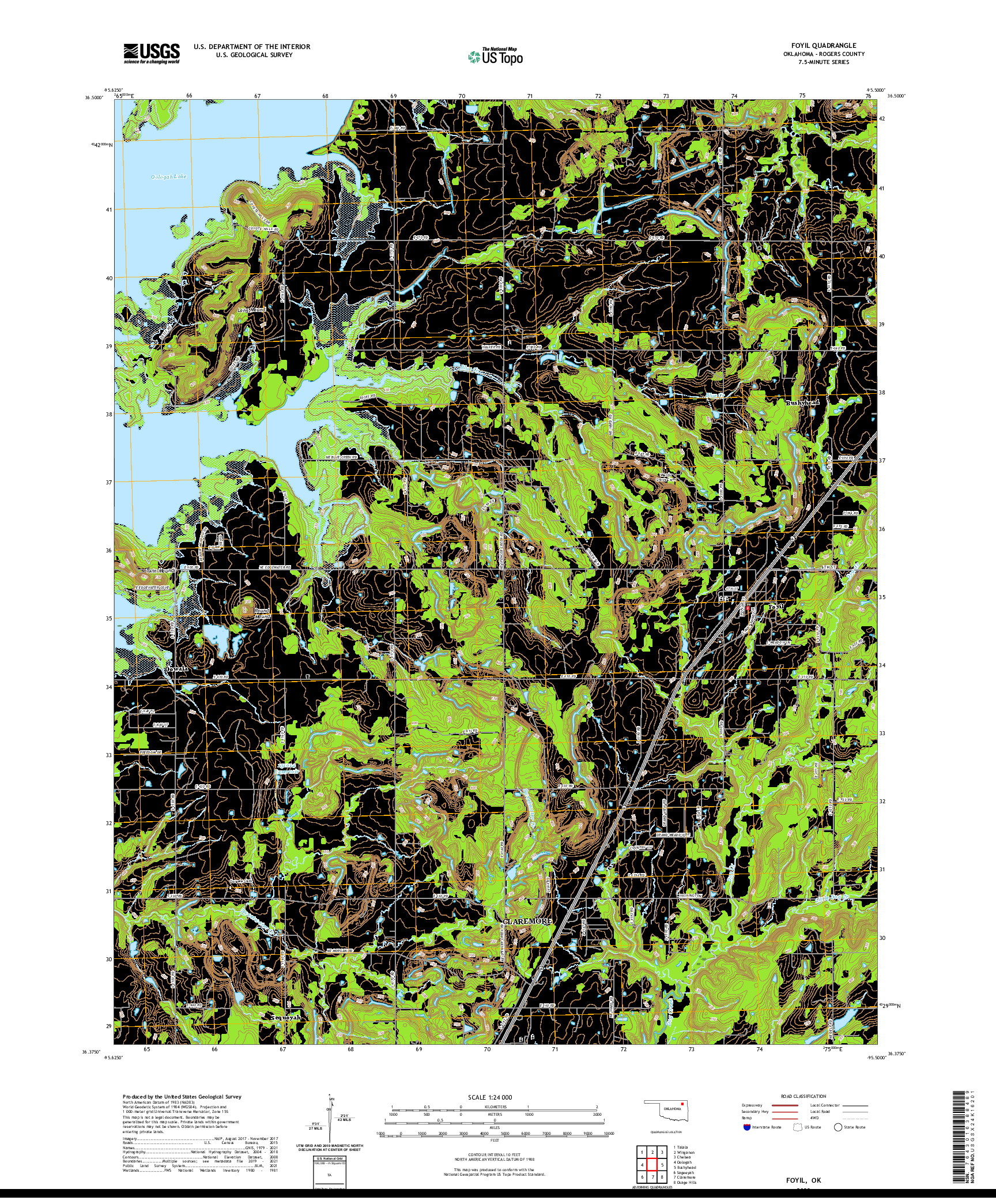 US TOPO 7.5-MINUTE MAP FOR FOYIL, OK