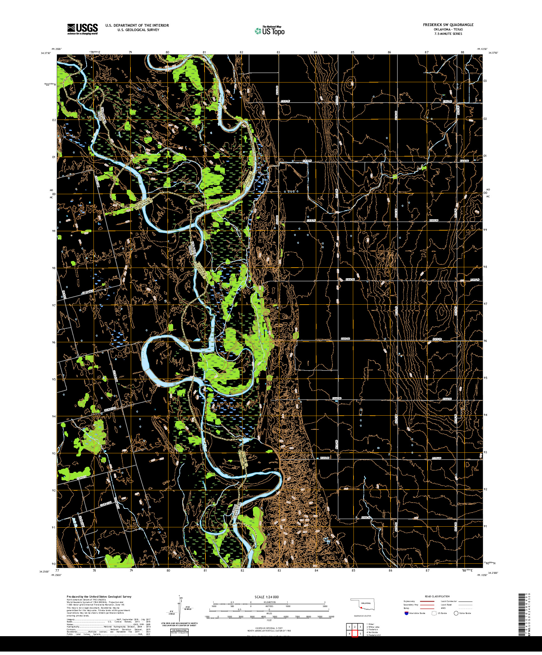 US TOPO 7.5-MINUTE MAP FOR FREDERICK SW, OK,TX