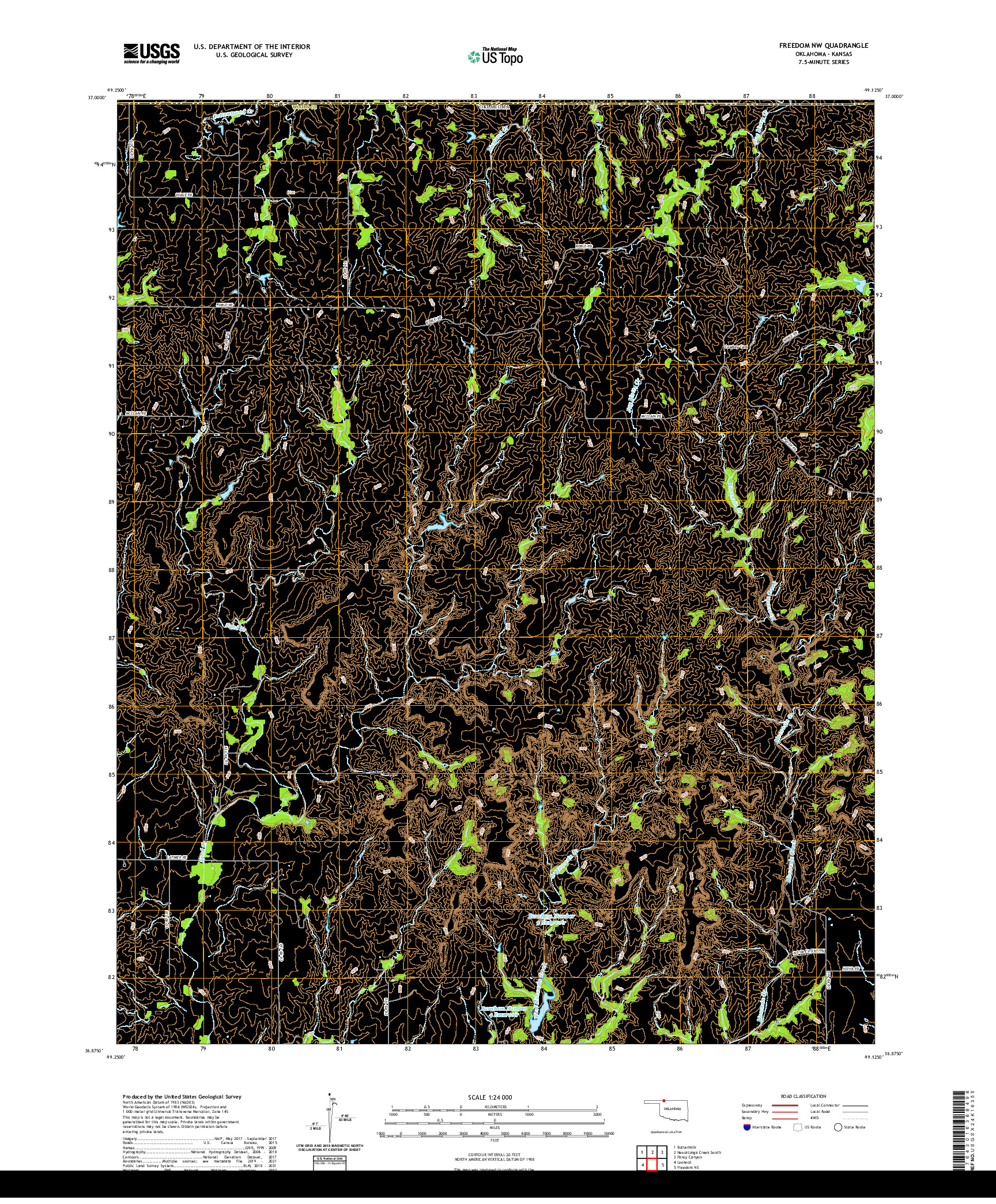 US TOPO 7.5-MINUTE MAP FOR FREEDOM NW, OK,KS
