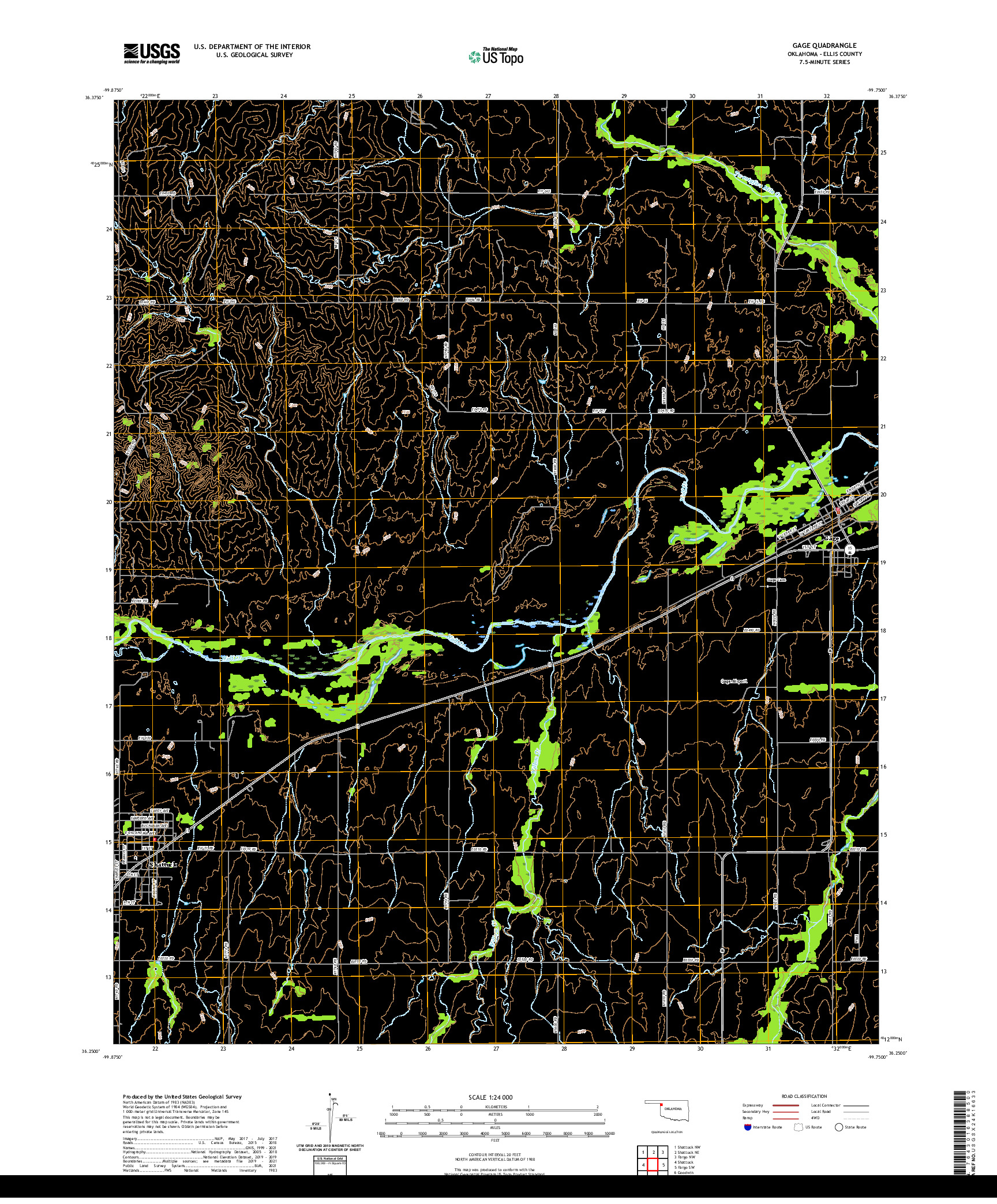 US TOPO 7.5-MINUTE MAP FOR GAGE, OK