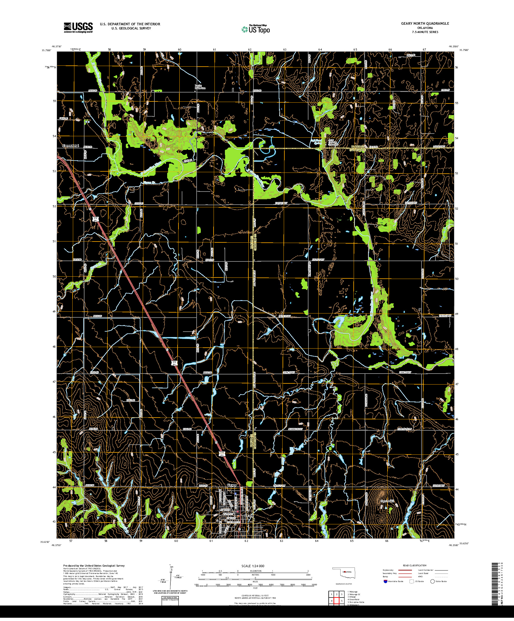 US TOPO 7.5-MINUTE MAP FOR GEARY NORTH, OK