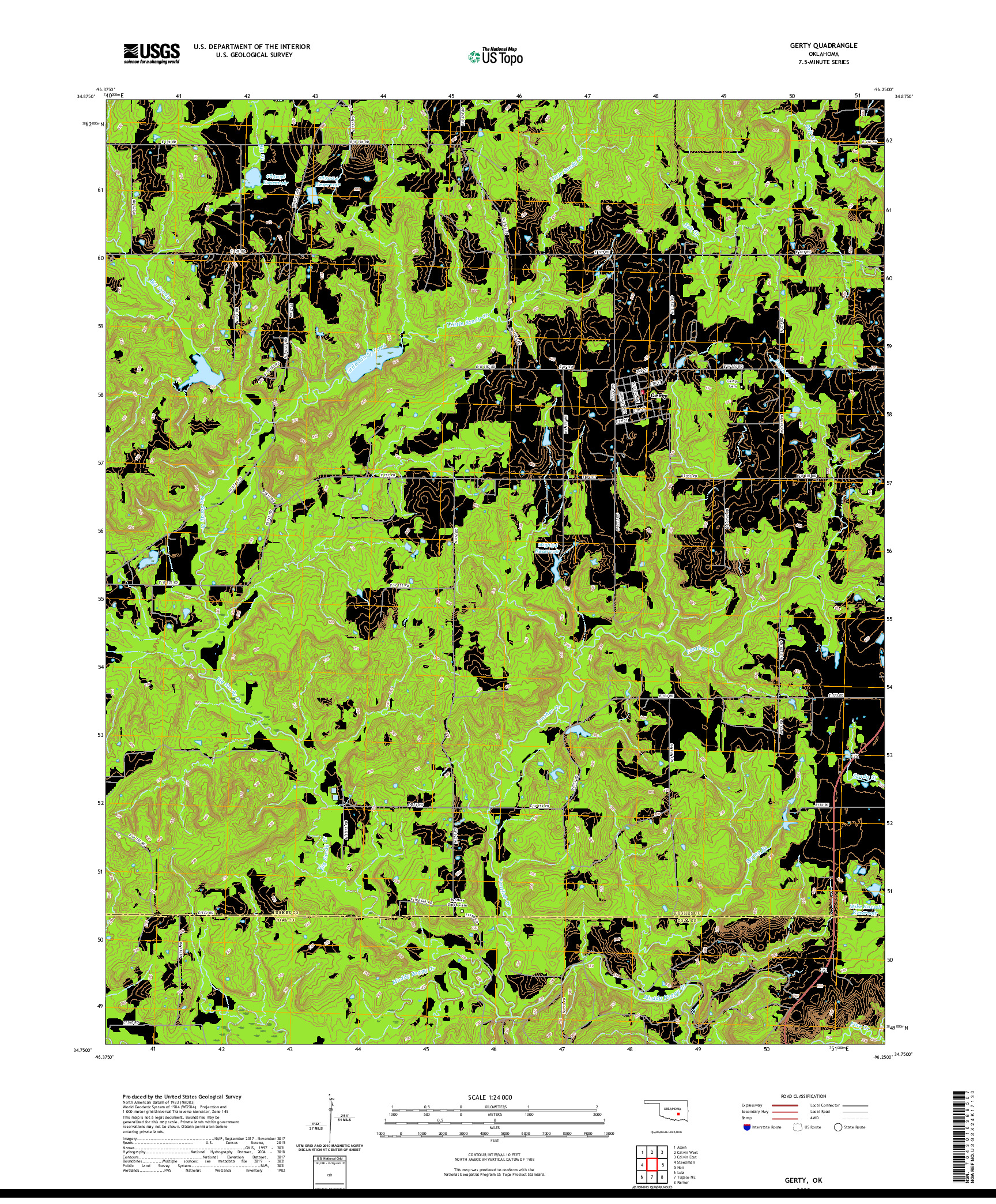 US TOPO 7.5-MINUTE MAP FOR GERTY, OK