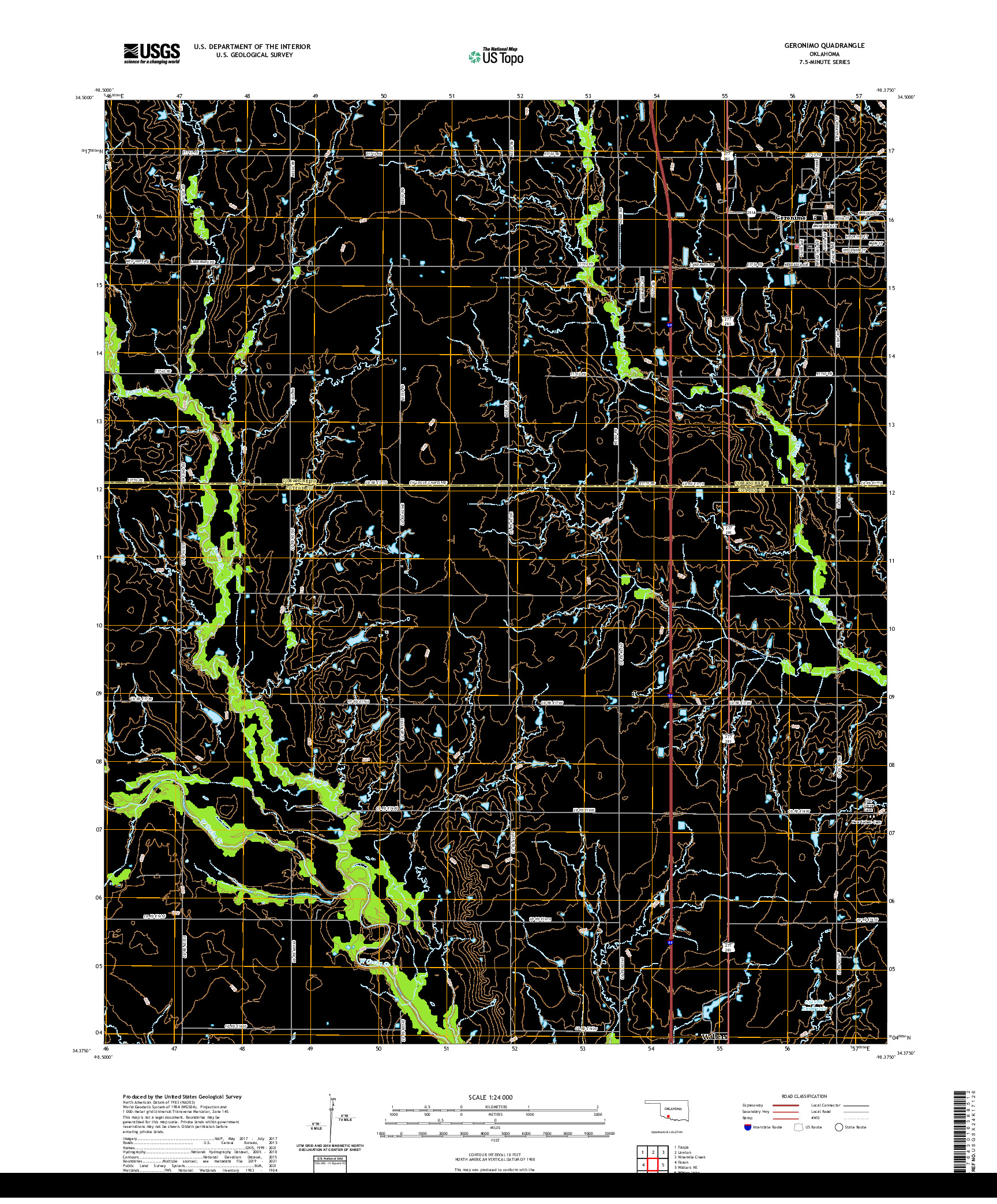 US TOPO 7.5-MINUTE MAP FOR GERONIMO, OK
