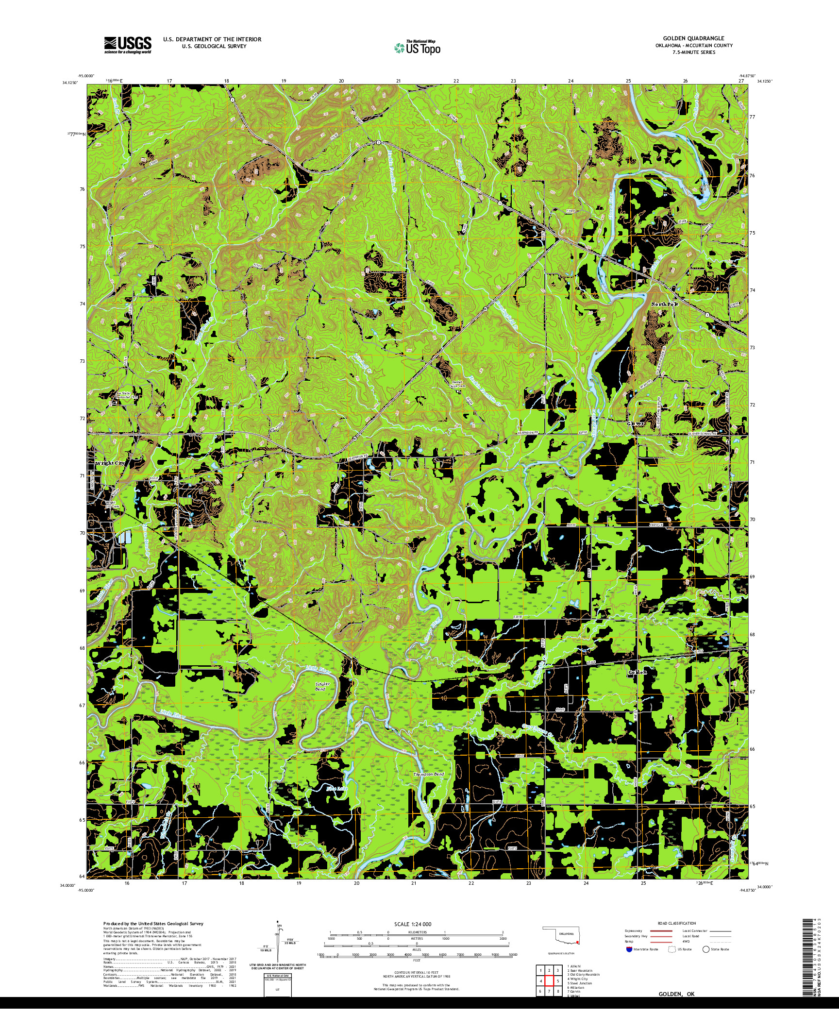 US TOPO 7.5-MINUTE MAP FOR GOLDEN, OK