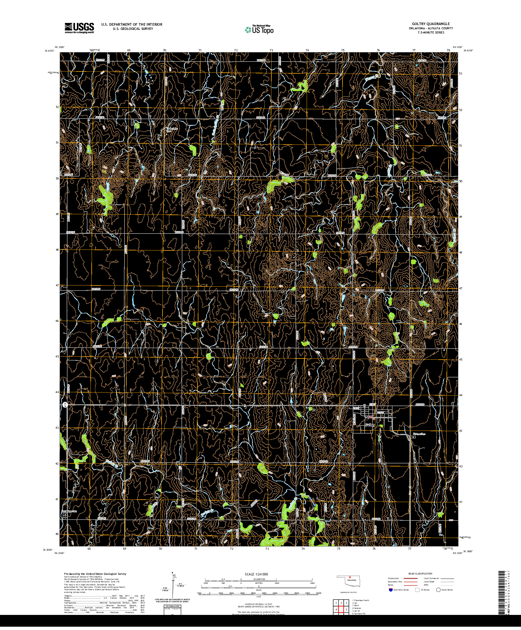 US TOPO 7.5-MINUTE MAP FOR GOLTRY, OK