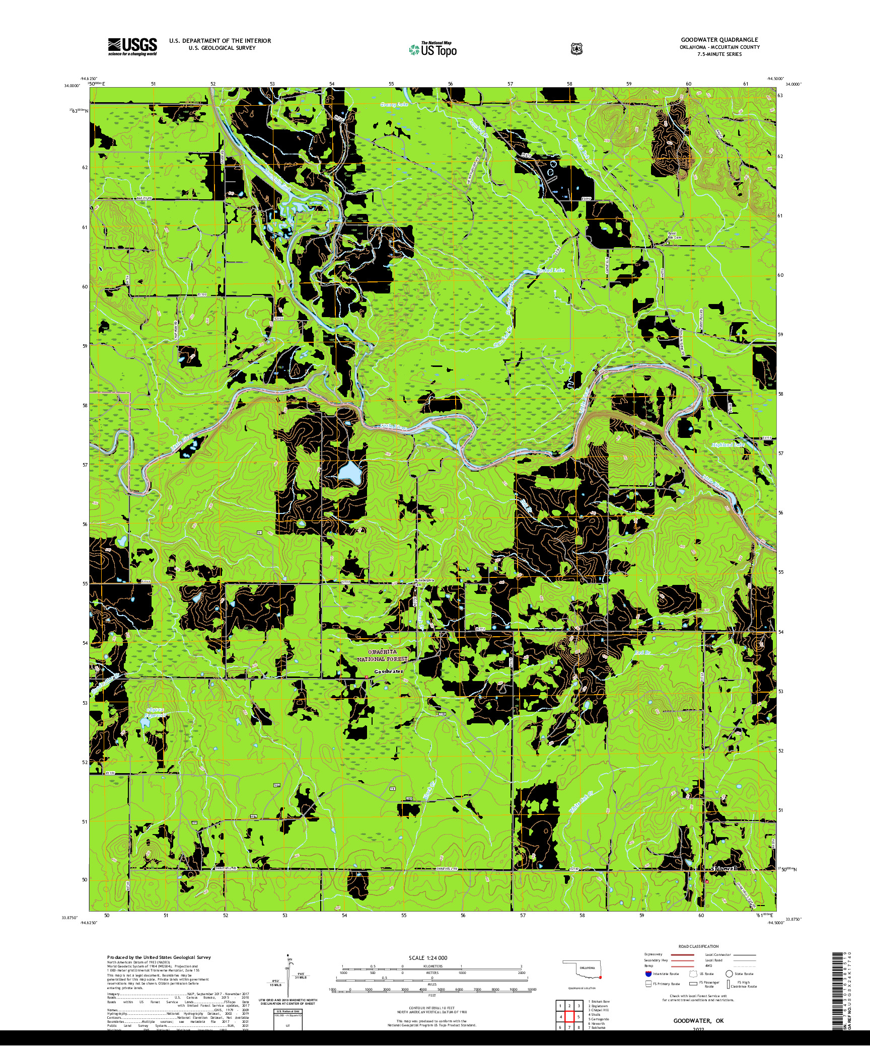 US TOPO 7.5-MINUTE MAP FOR GOODWATER, OK