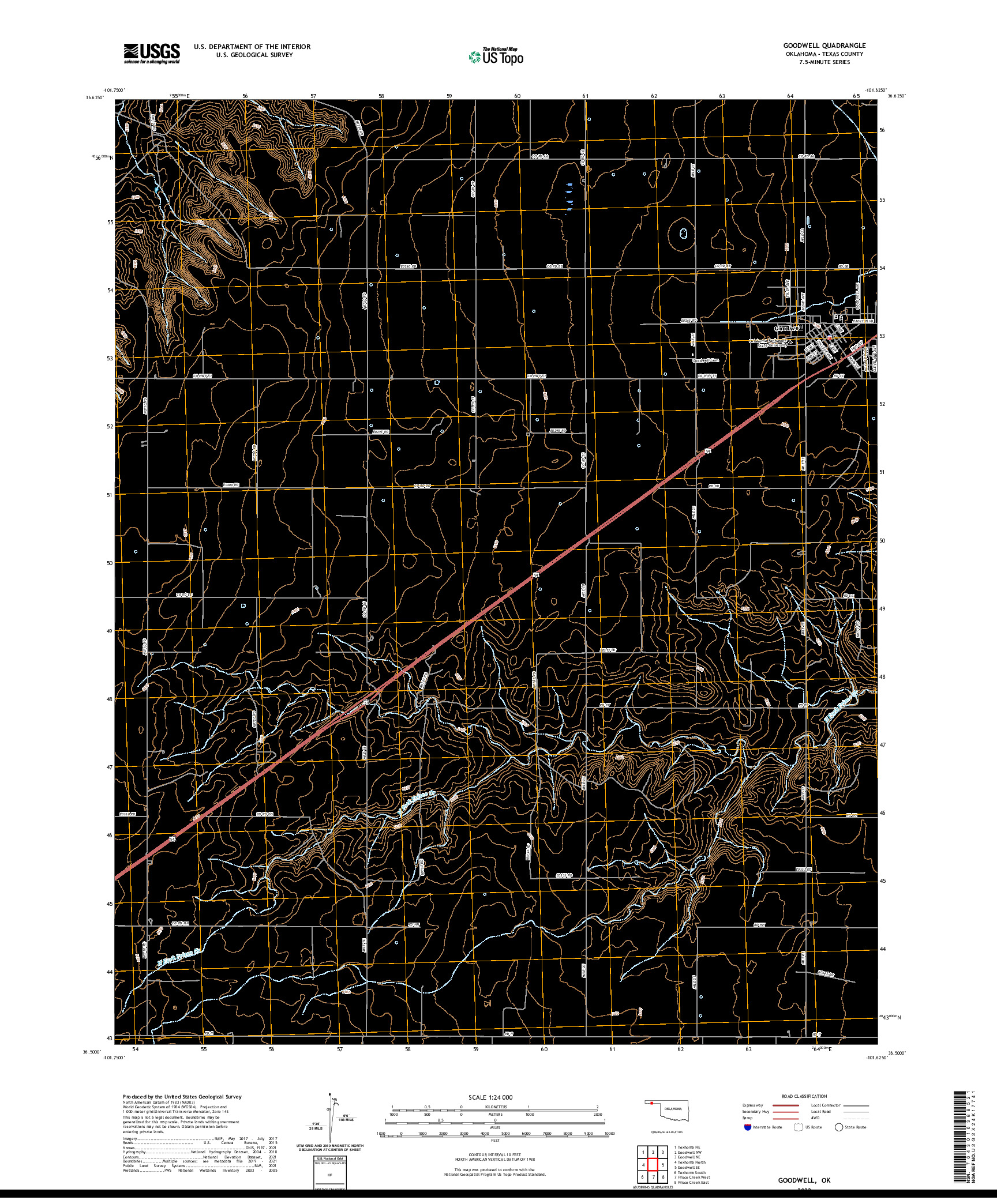 US TOPO 7.5-MINUTE MAP FOR GOODWELL, OK