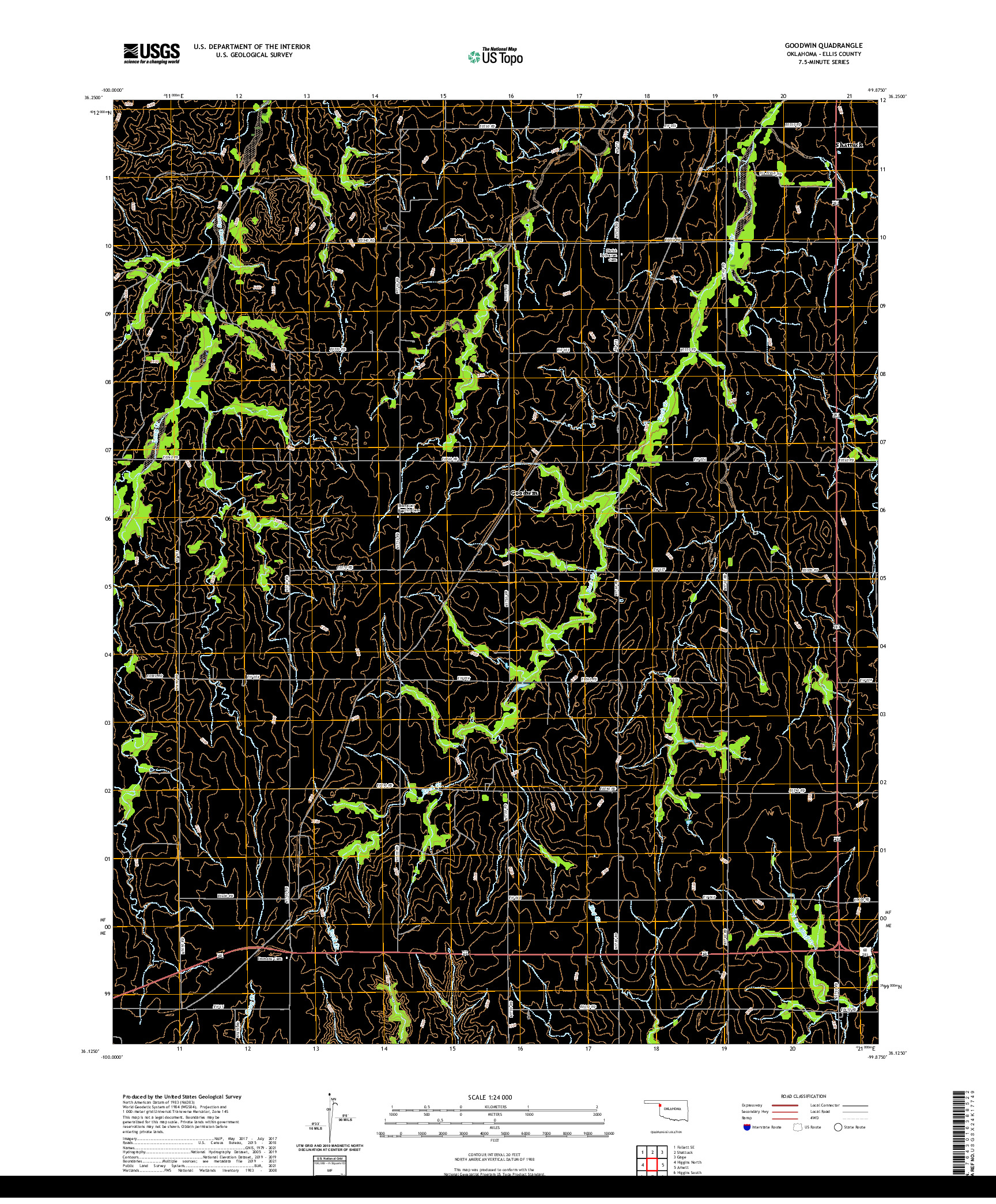 US TOPO 7.5-MINUTE MAP FOR GOODWIN, OK