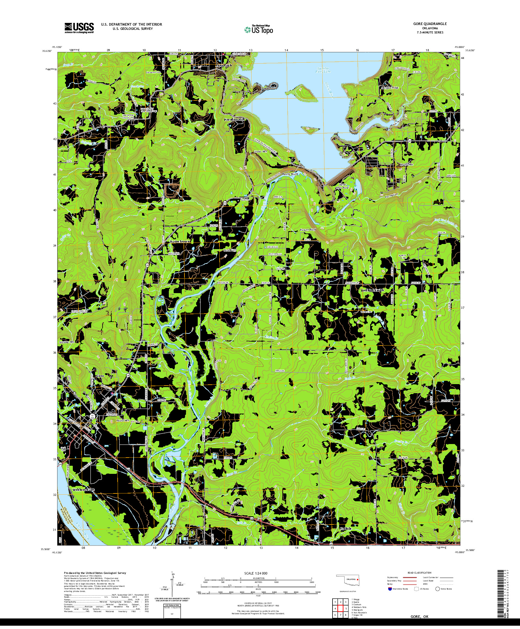 US TOPO 7.5-MINUTE MAP FOR GORE, OK