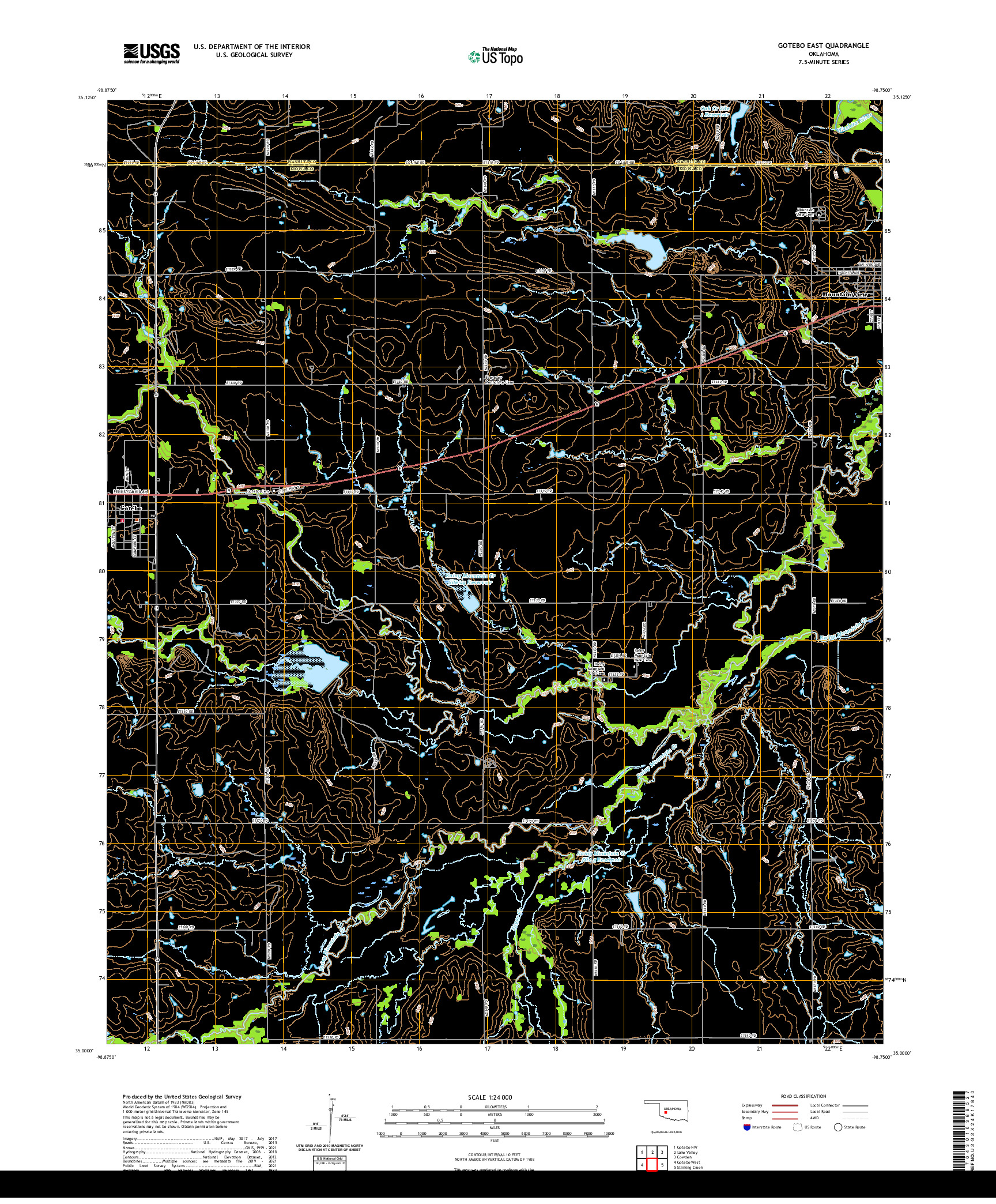 US TOPO 7.5-MINUTE MAP FOR GOTEBO EAST, OK