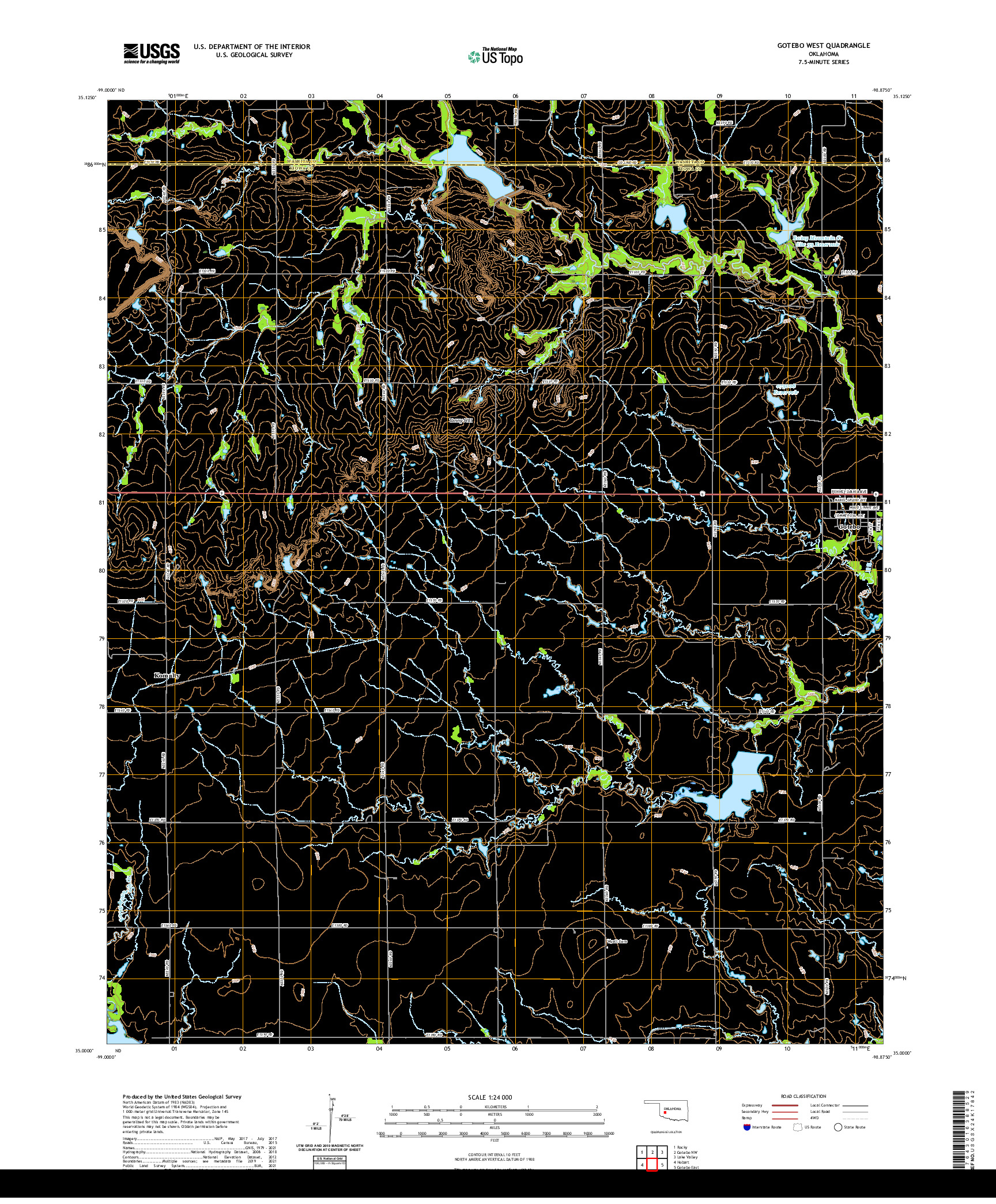 US TOPO 7.5-MINUTE MAP FOR GOTEBO WEST, OK