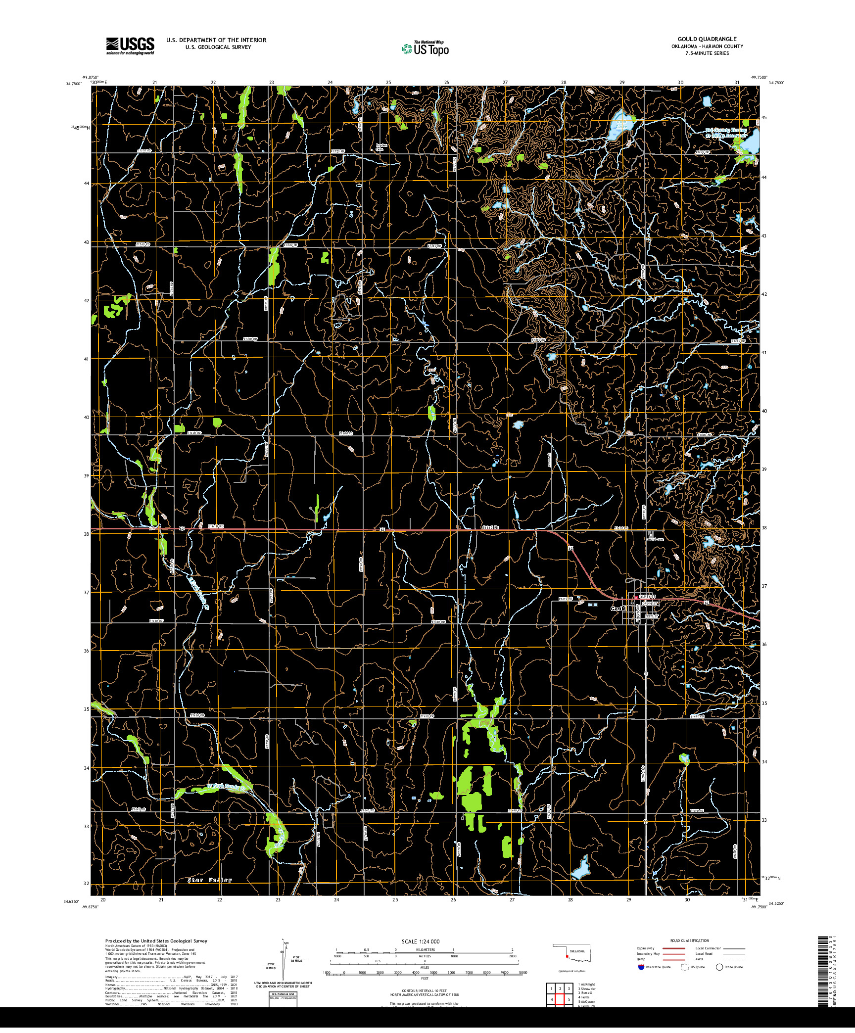 US TOPO 7.5-MINUTE MAP FOR GOULD, OK