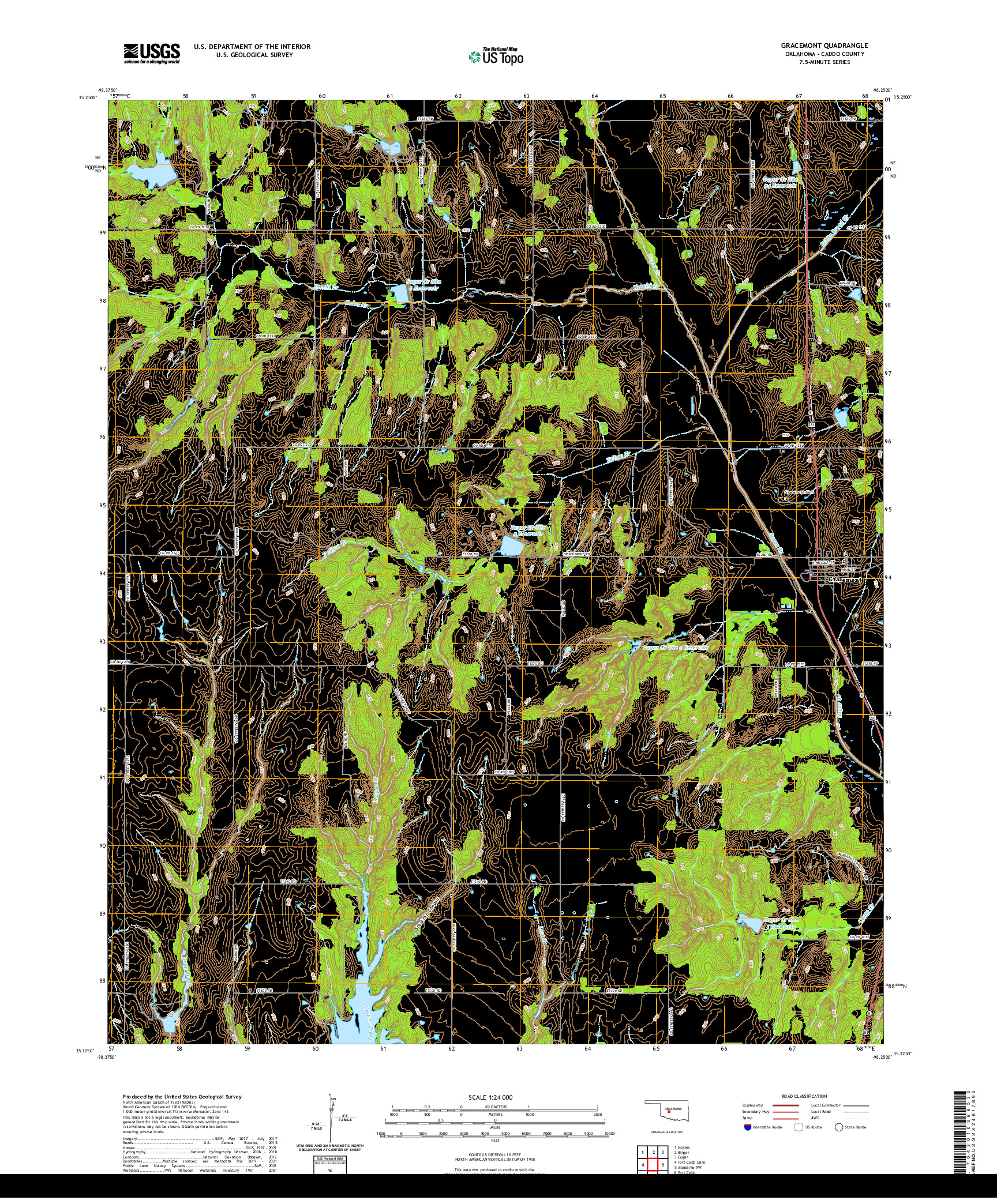US TOPO 7.5-MINUTE MAP FOR GRACEMONT, OK