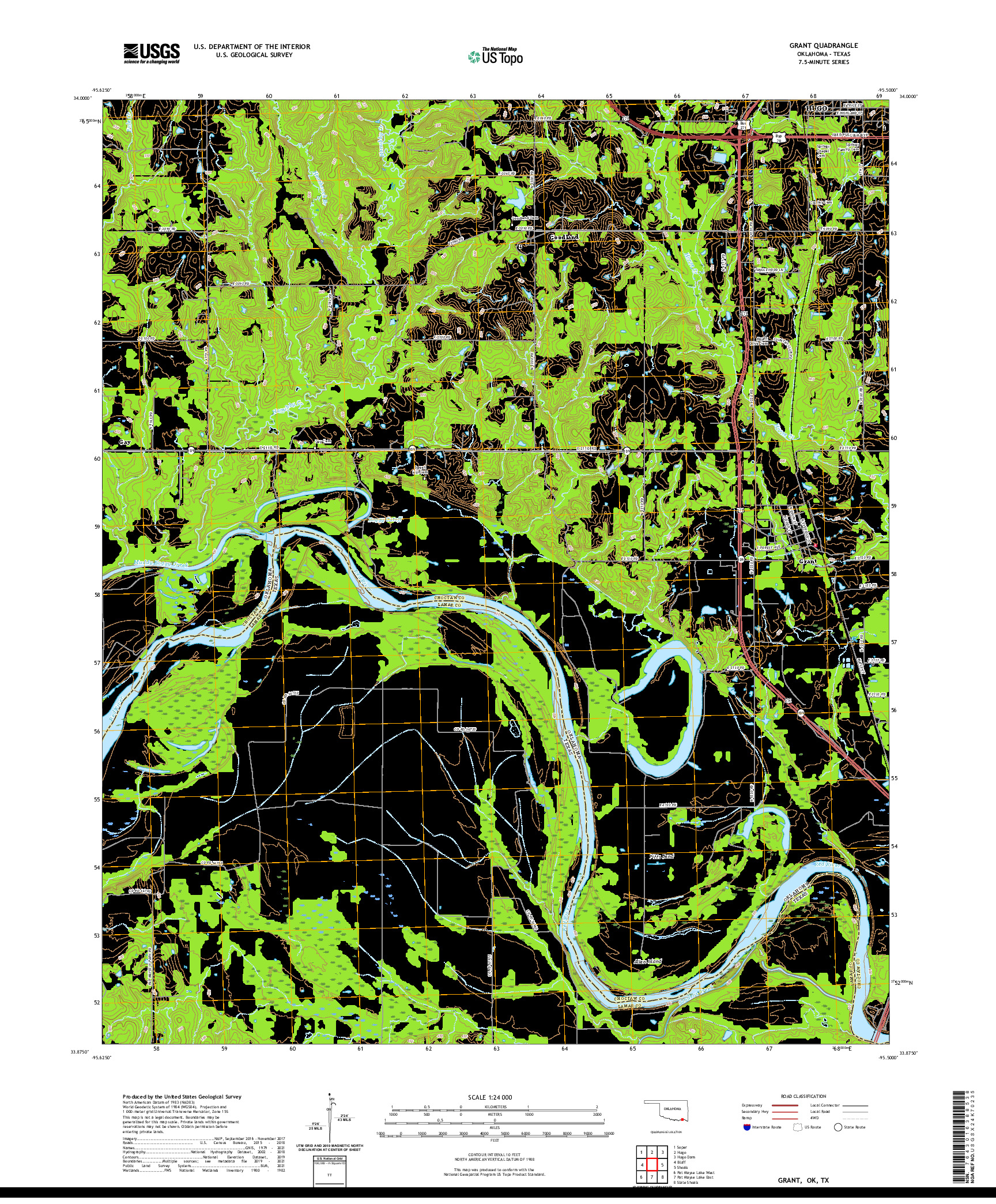 US TOPO 7.5-MINUTE MAP FOR GRANT, OK,TX