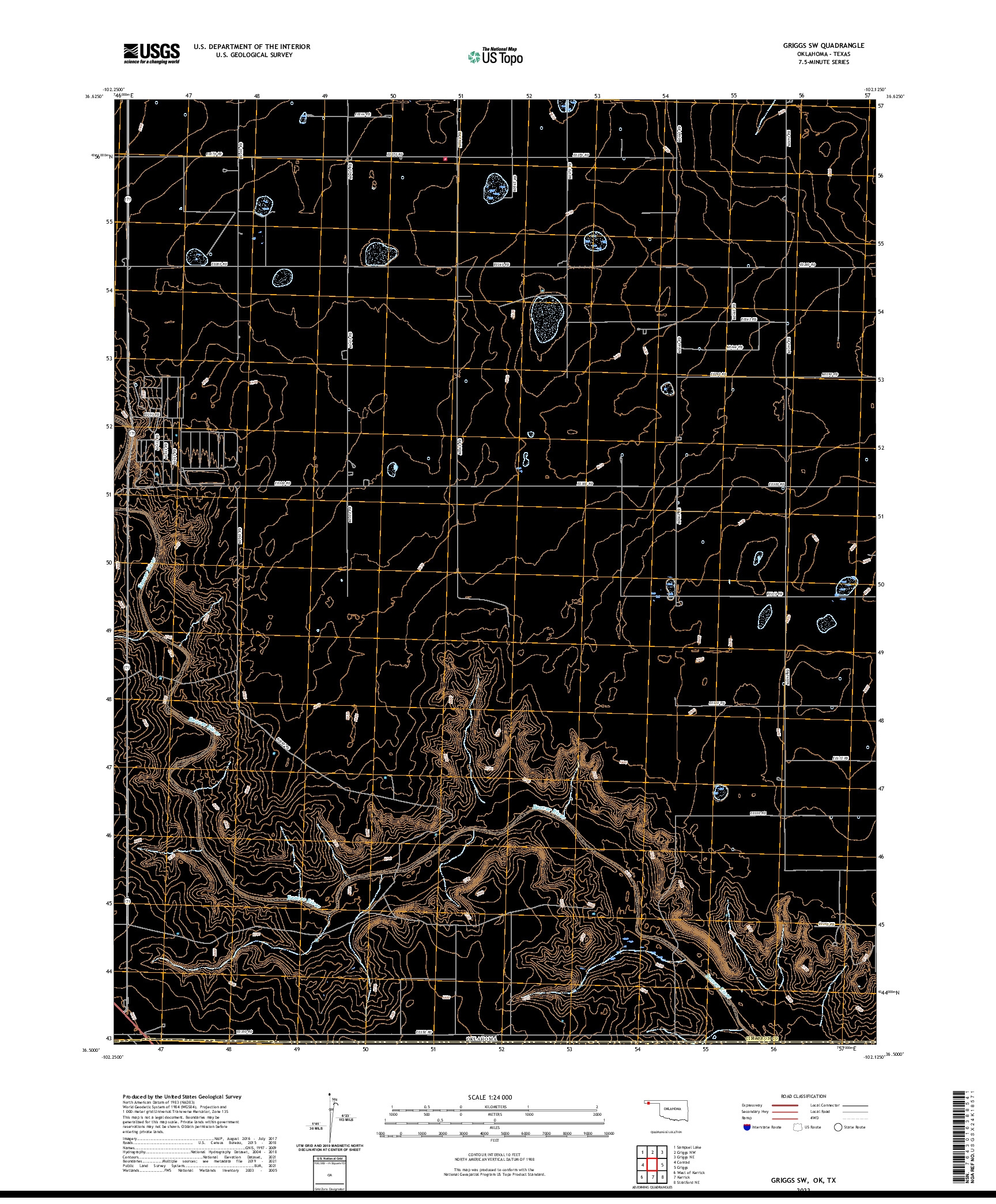 US TOPO 7.5-MINUTE MAP FOR GRIGGS SW, OK,TX