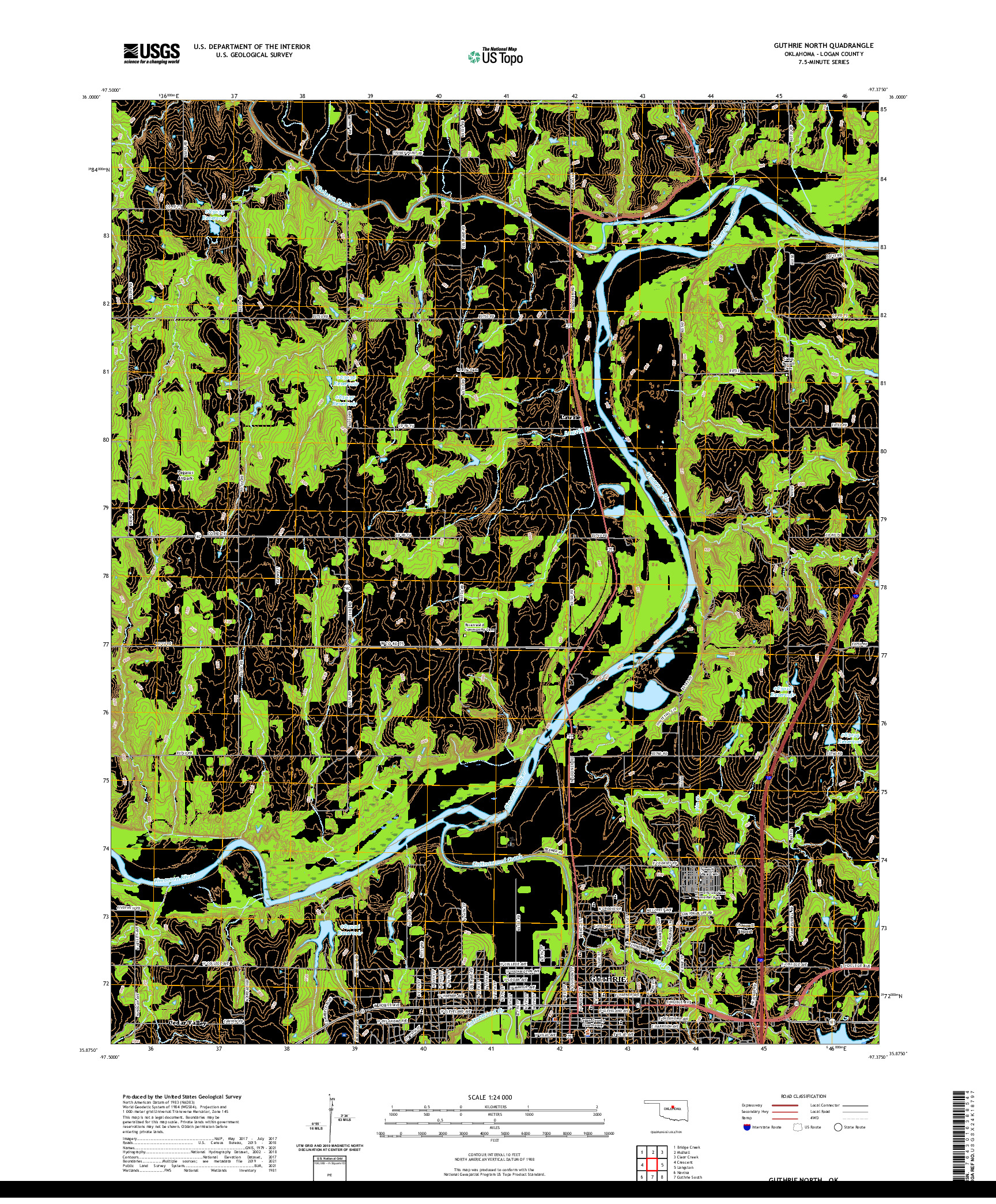 US TOPO 7.5-MINUTE MAP FOR GUTHRIE NORTH, OK