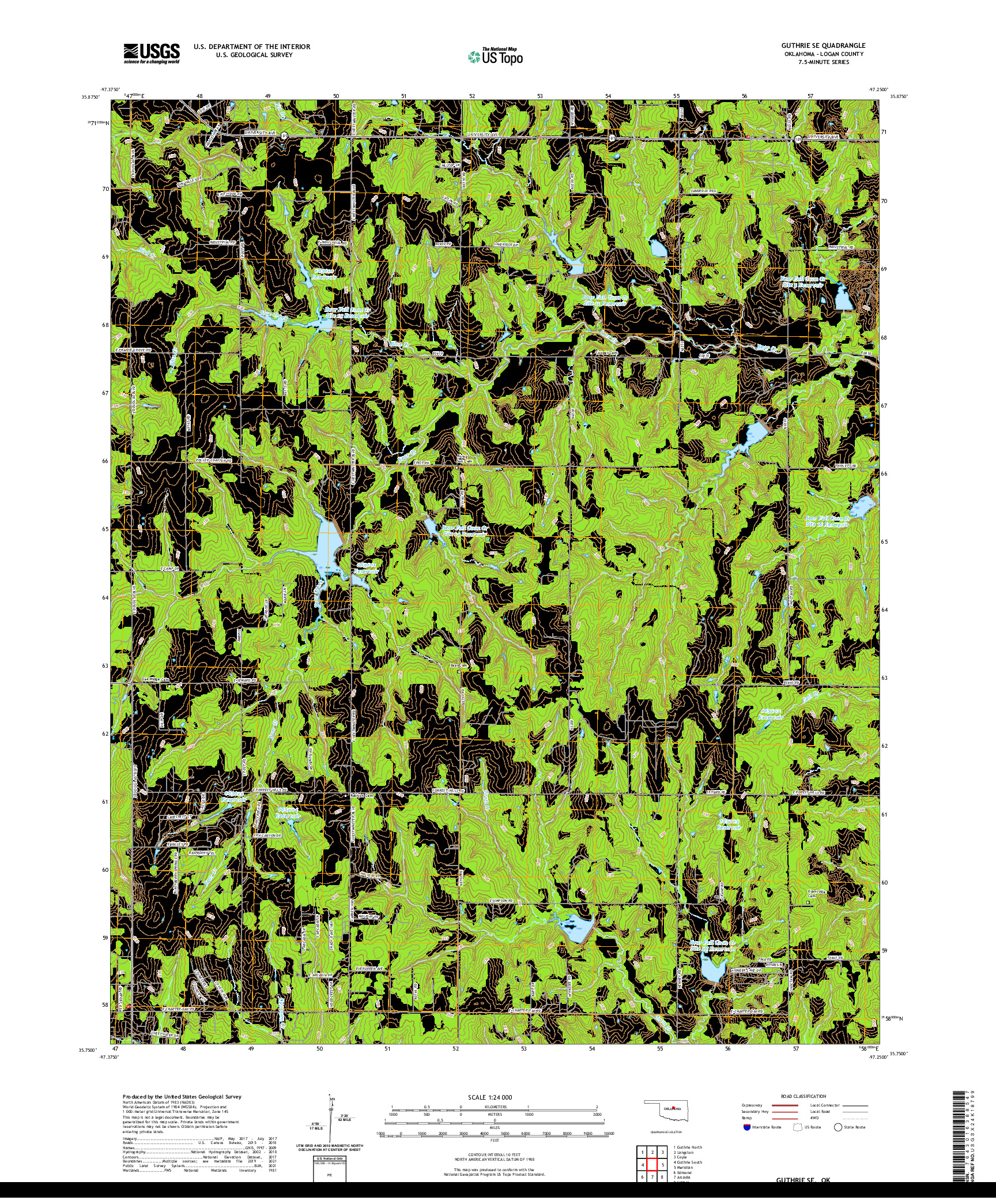 US TOPO 7.5-MINUTE MAP FOR GUTHRIE SE, OK