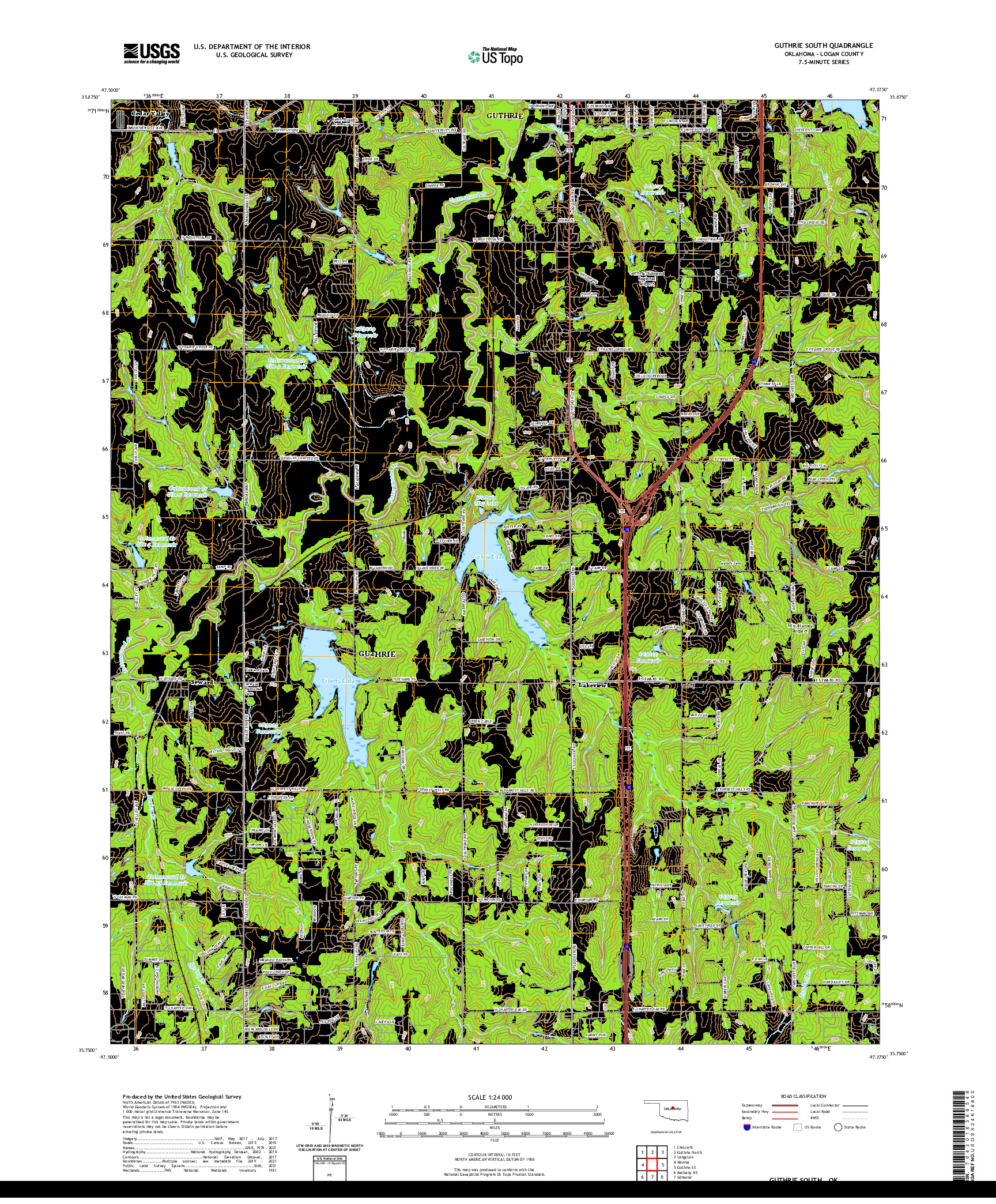 US TOPO 7.5-MINUTE MAP FOR GUTHRIE SOUTH, OK