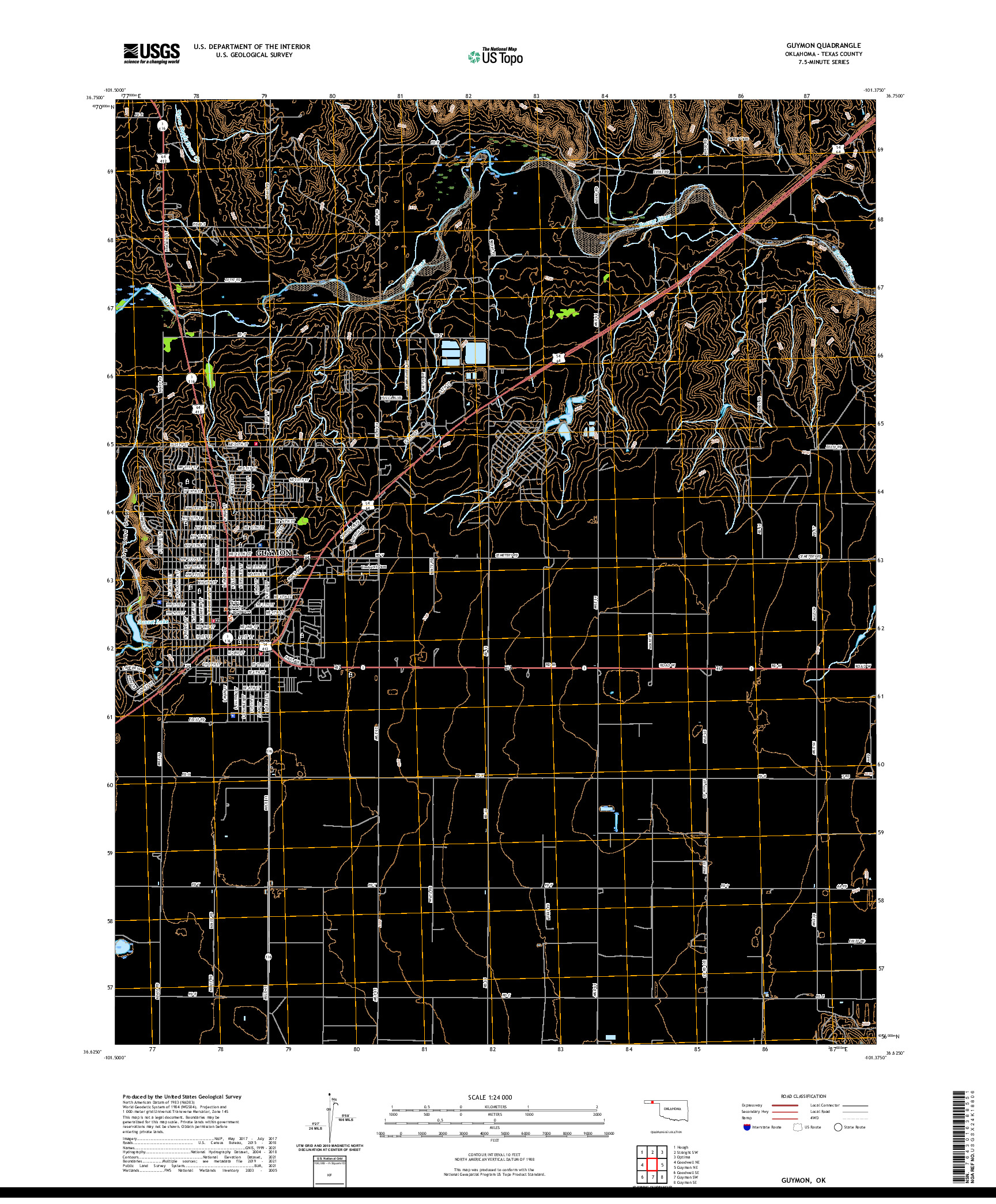 US TOPO 7.5-MINUTE MAP FOR GUYMON, OK