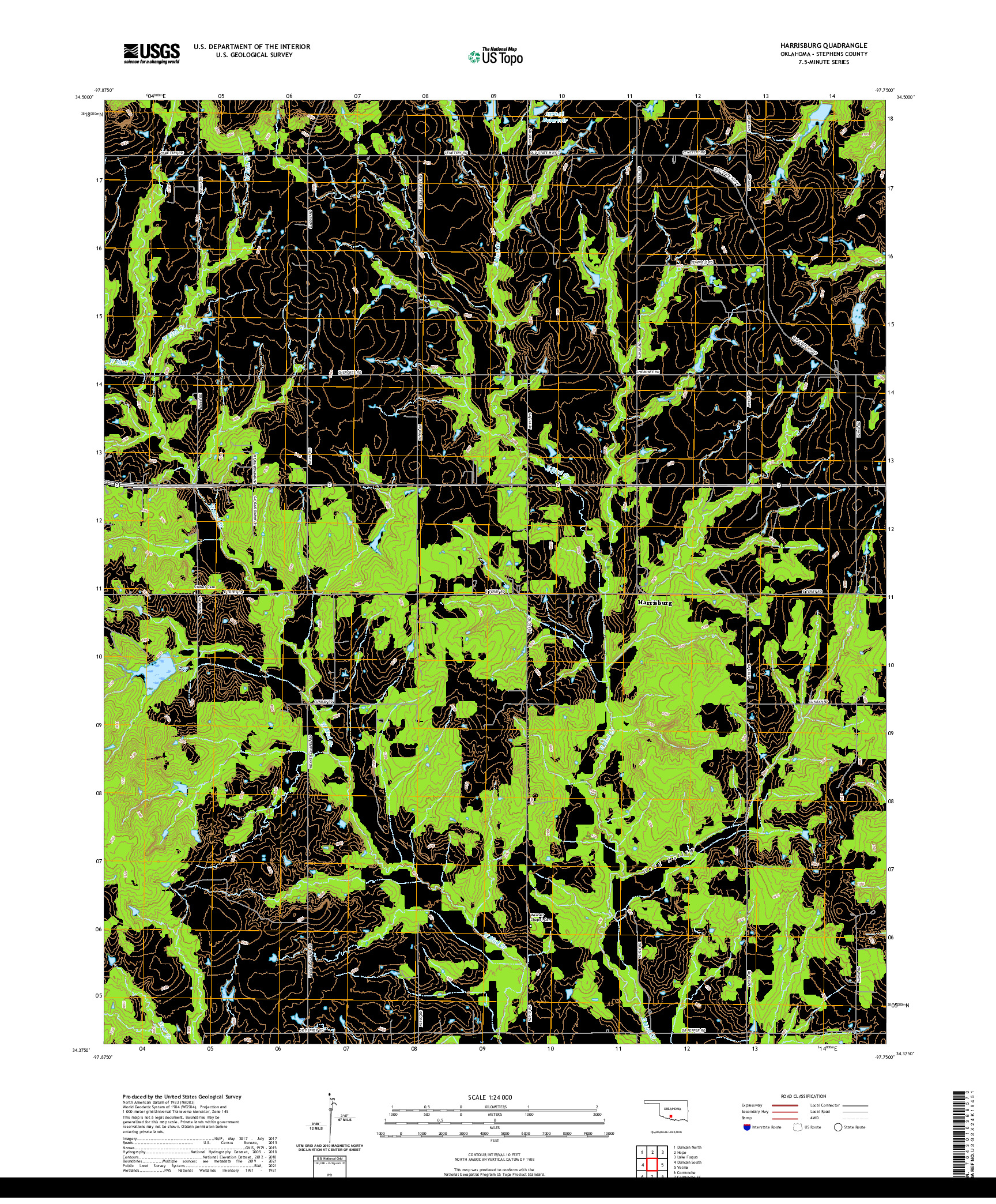 US TOPO 7.5-MINUTE MAP FOR HARRISBURG, OK