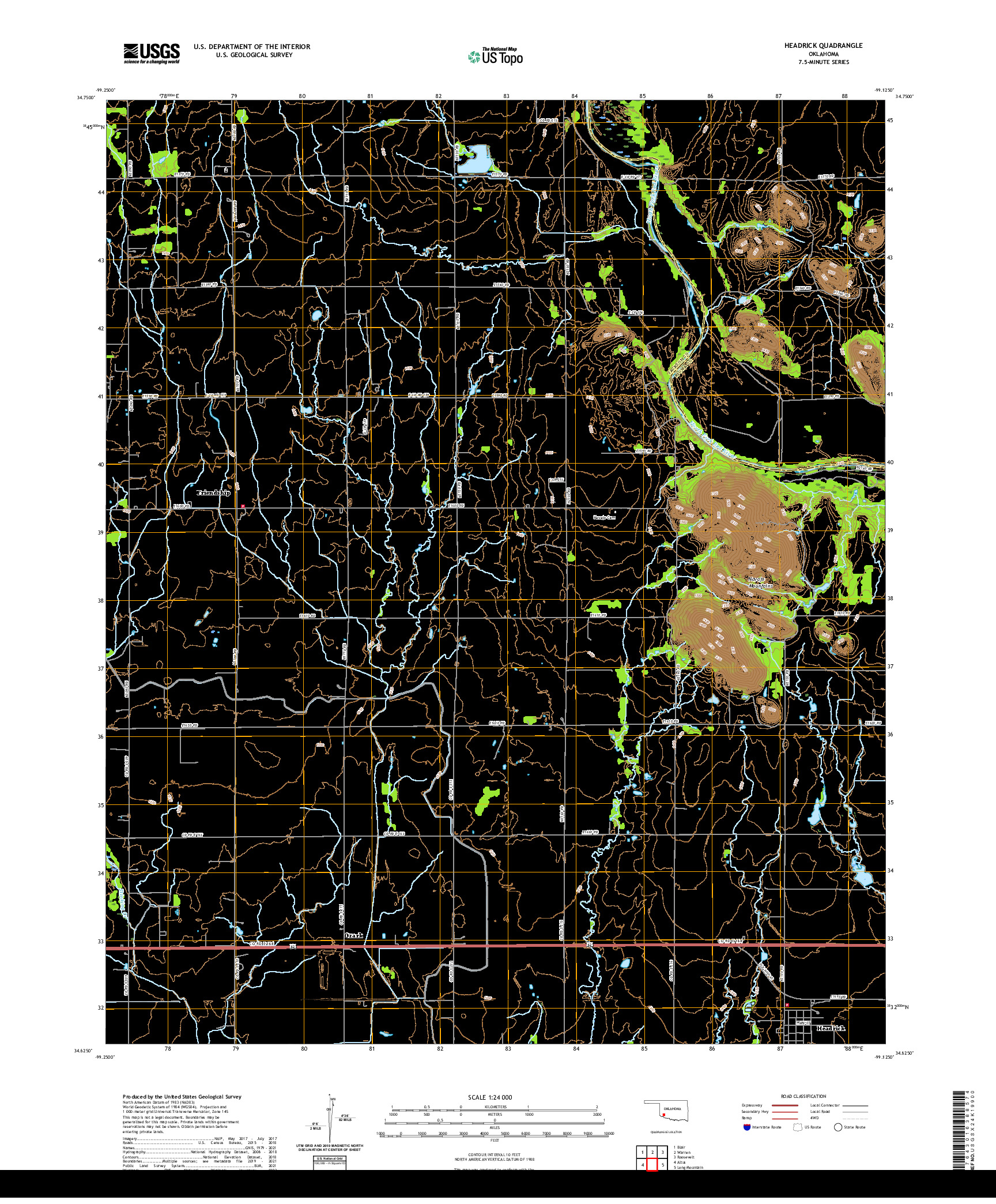 US TOPO 7.5-MINUTE MAP FOR HEADRICK, OK