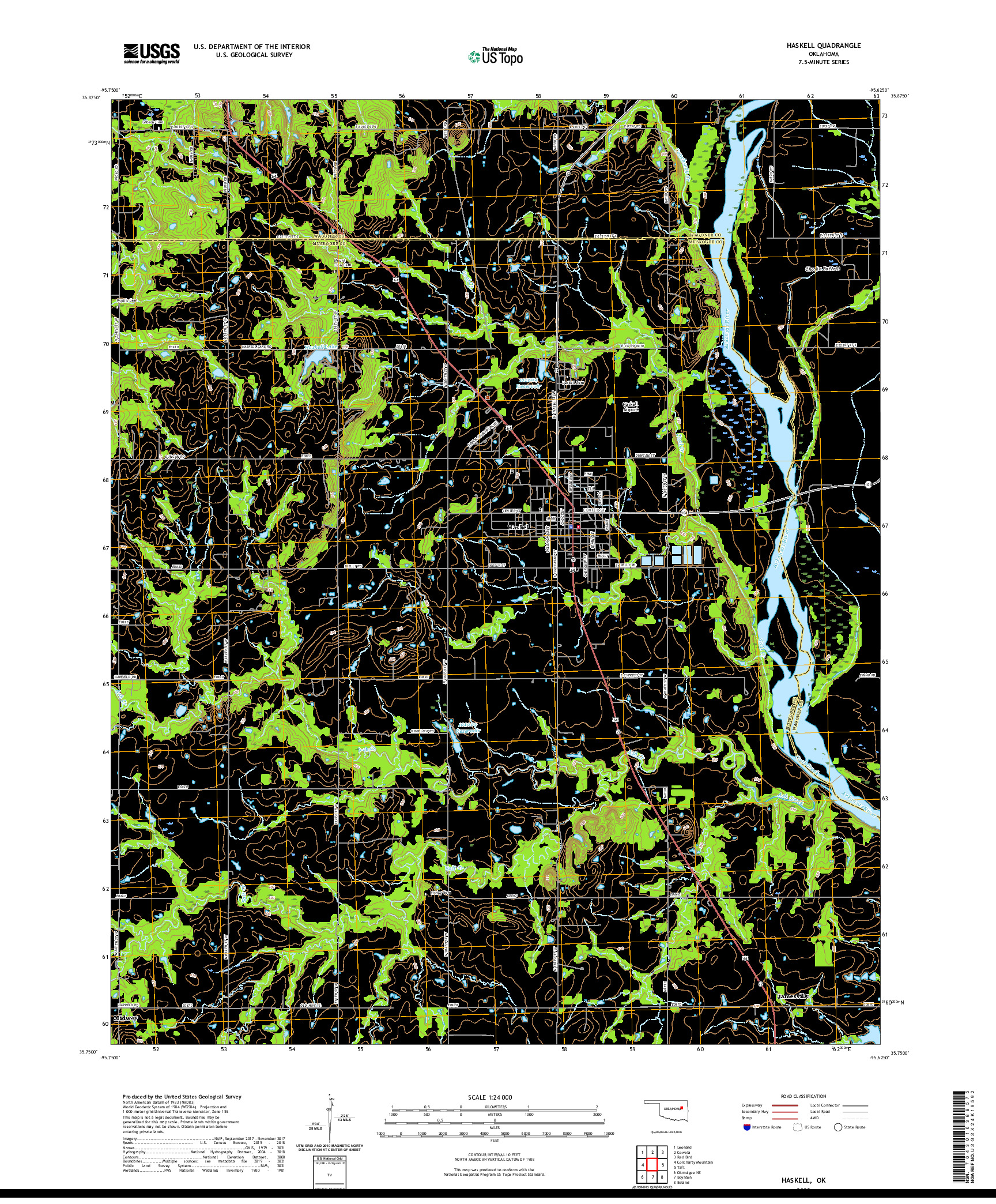 US TOPO 7.5-MINUTE MAP FOR HASKELL, OK