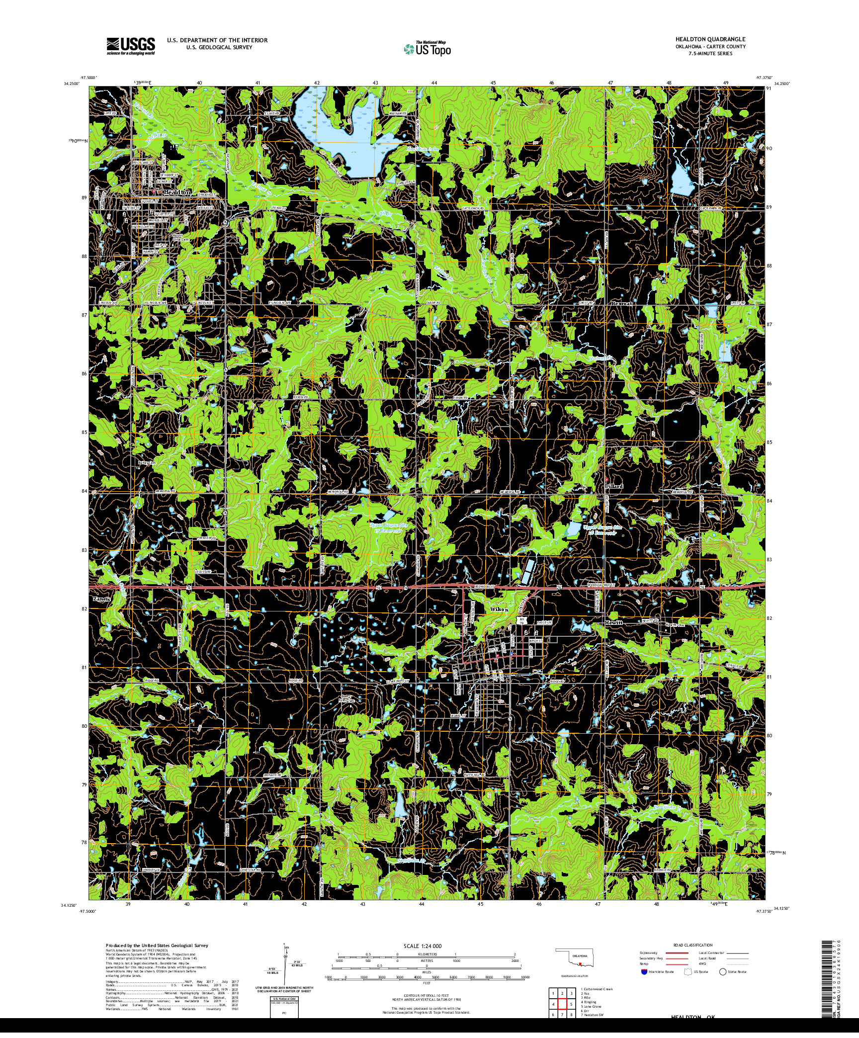 US TOPO 7.5-MINUTE MAP FOR HEALDTON, OK