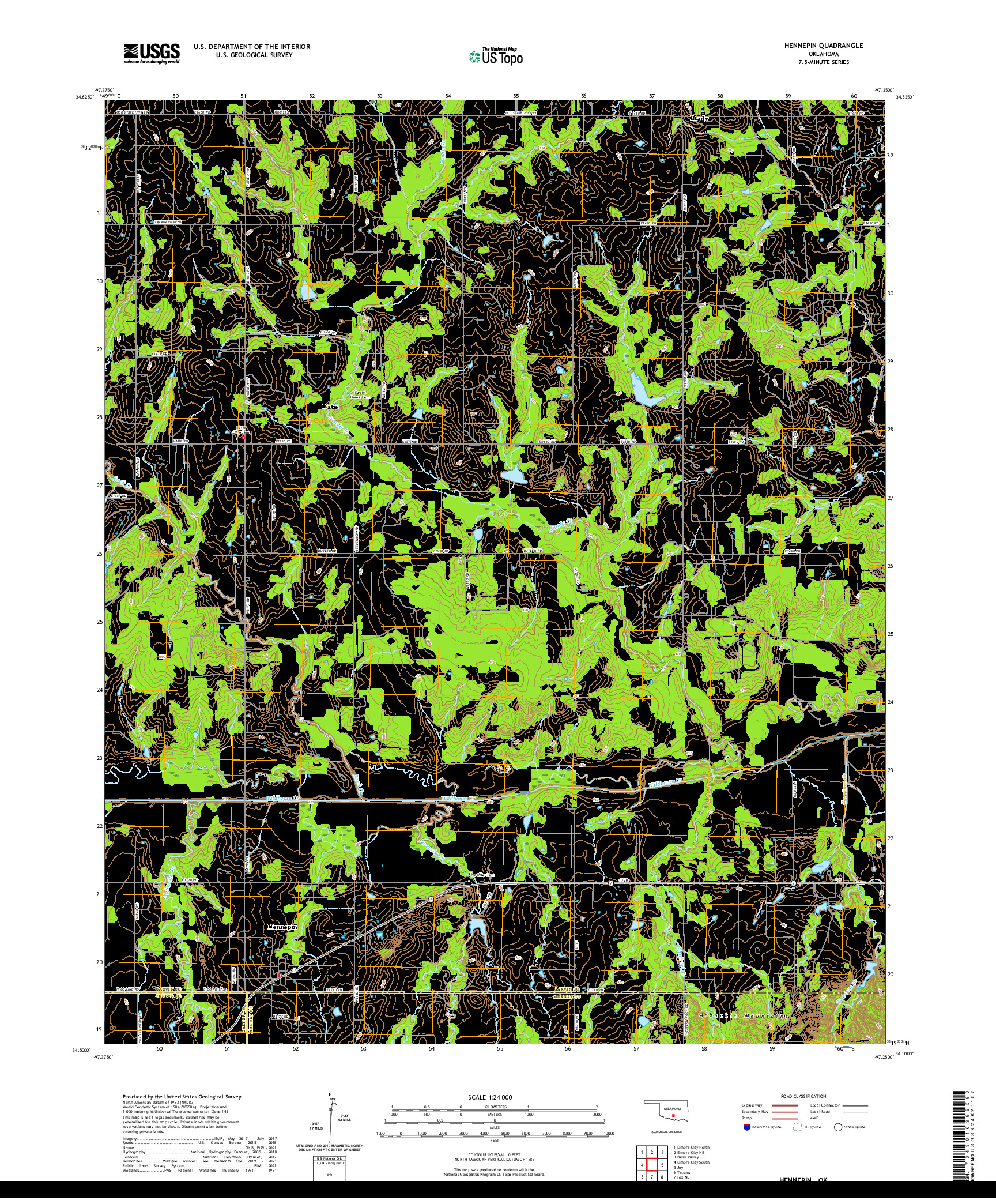 US TOPO 7.5-MINUTE MAP FOR HENNEPIN, OK