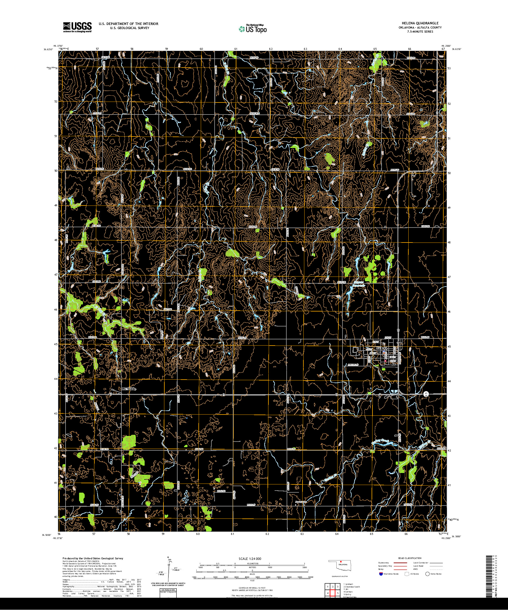 US TOPO 7.5-MINUTE MAP FOR HELENA, OK