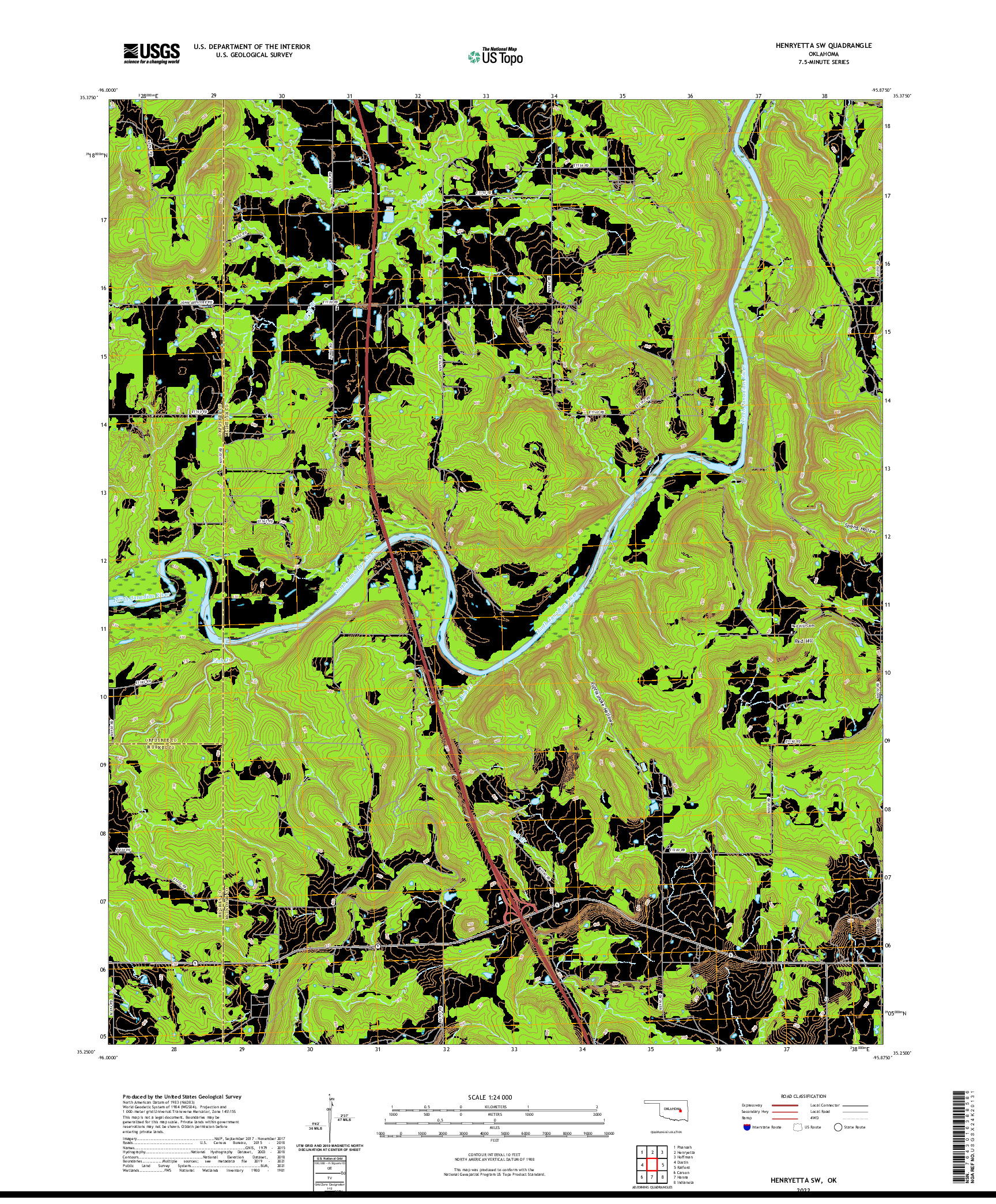 US TOPO 7.5-MINUTE MAP FOR HENRYETTA SW, OK