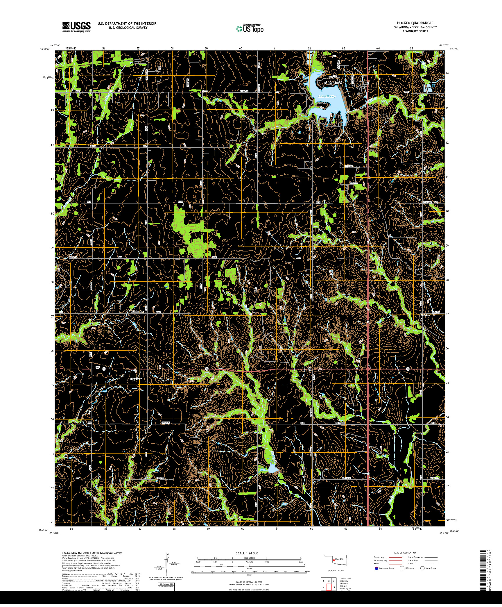 US TOPO 7.5-MINUTE MAP FOR HOCKER, OK