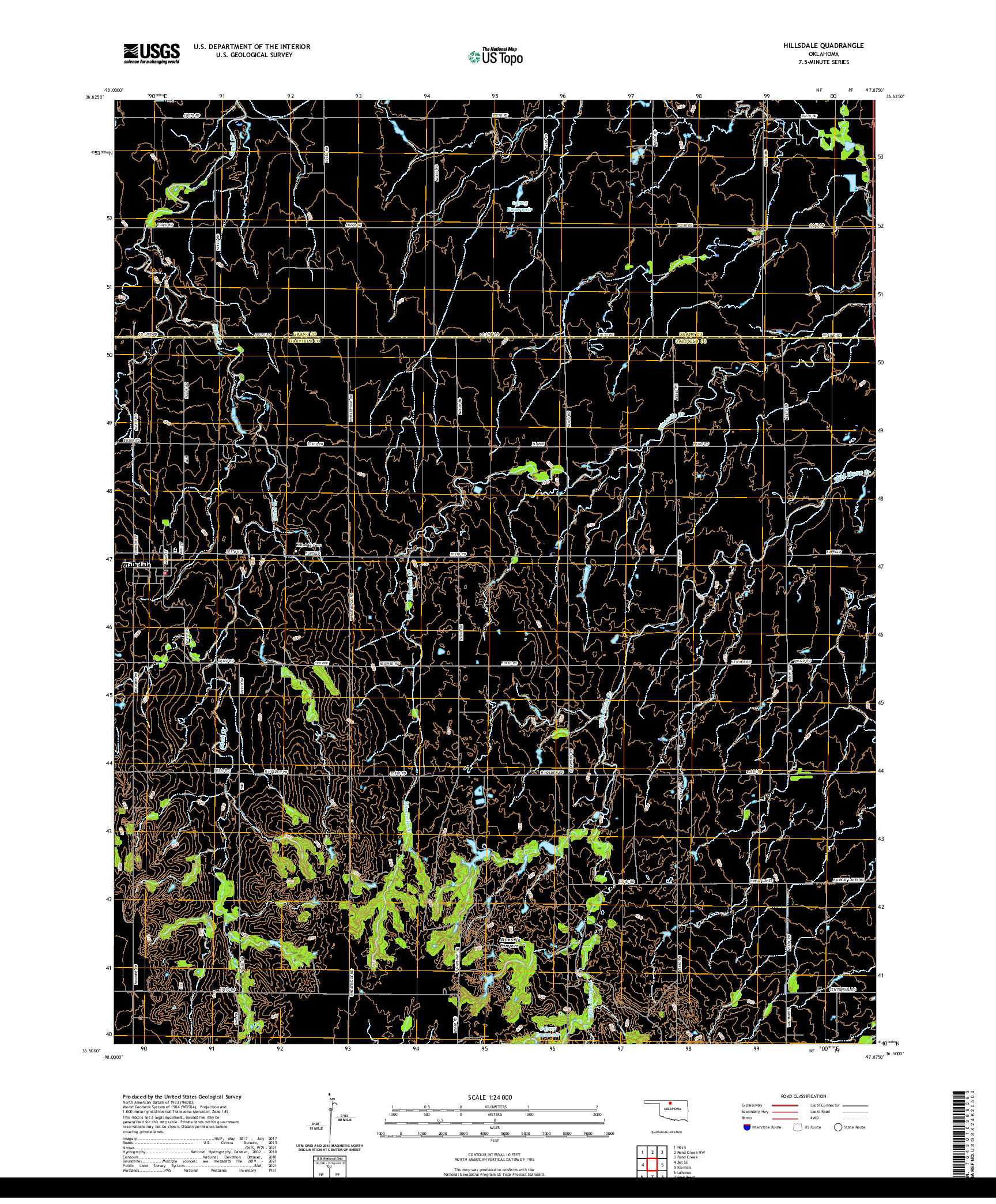 US TOPO 7.5-MINUTE MAP FOR HILLSDALE, OK