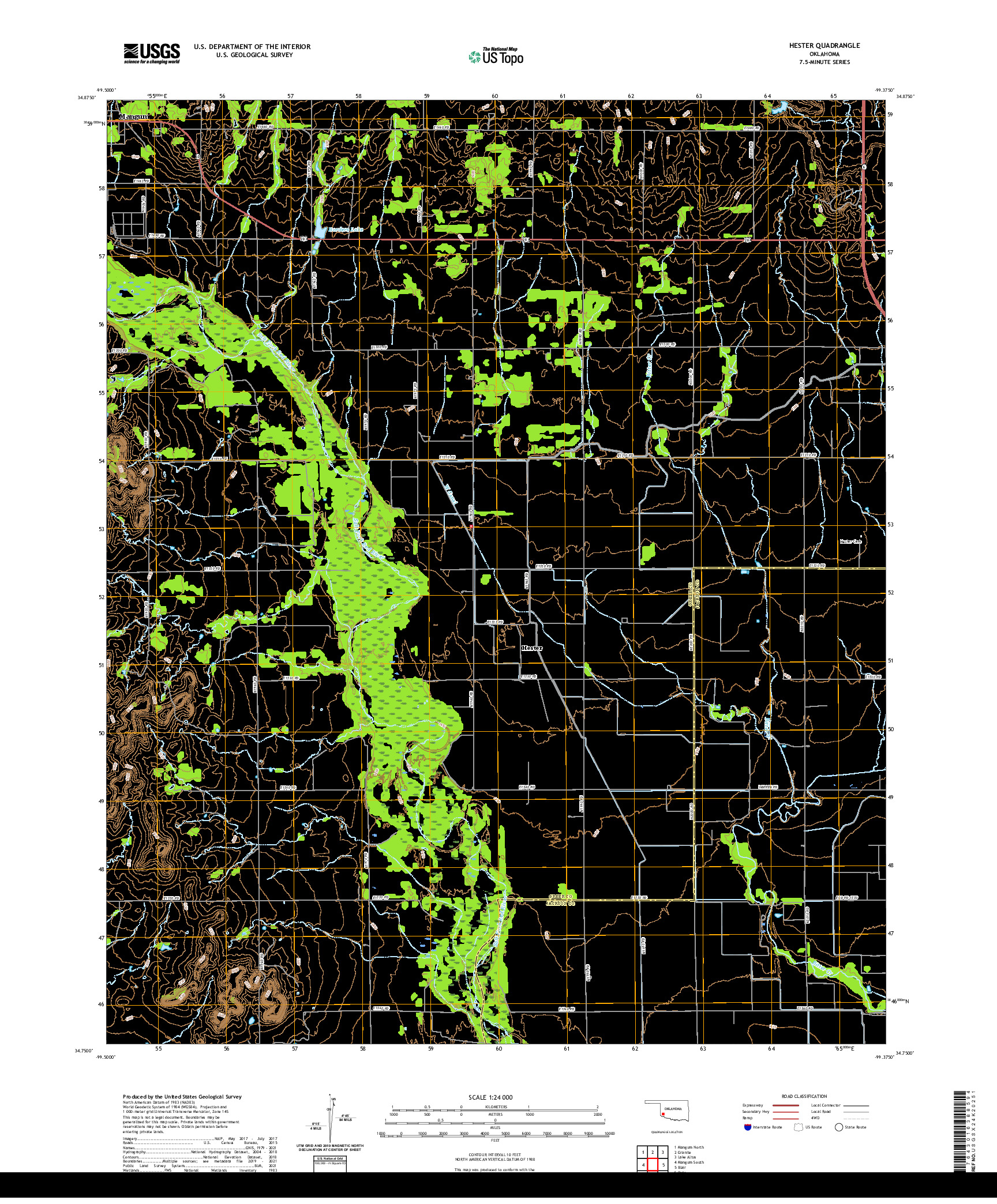 US TOPO 7.5-MINUTE MAP FOR HESTER, OK