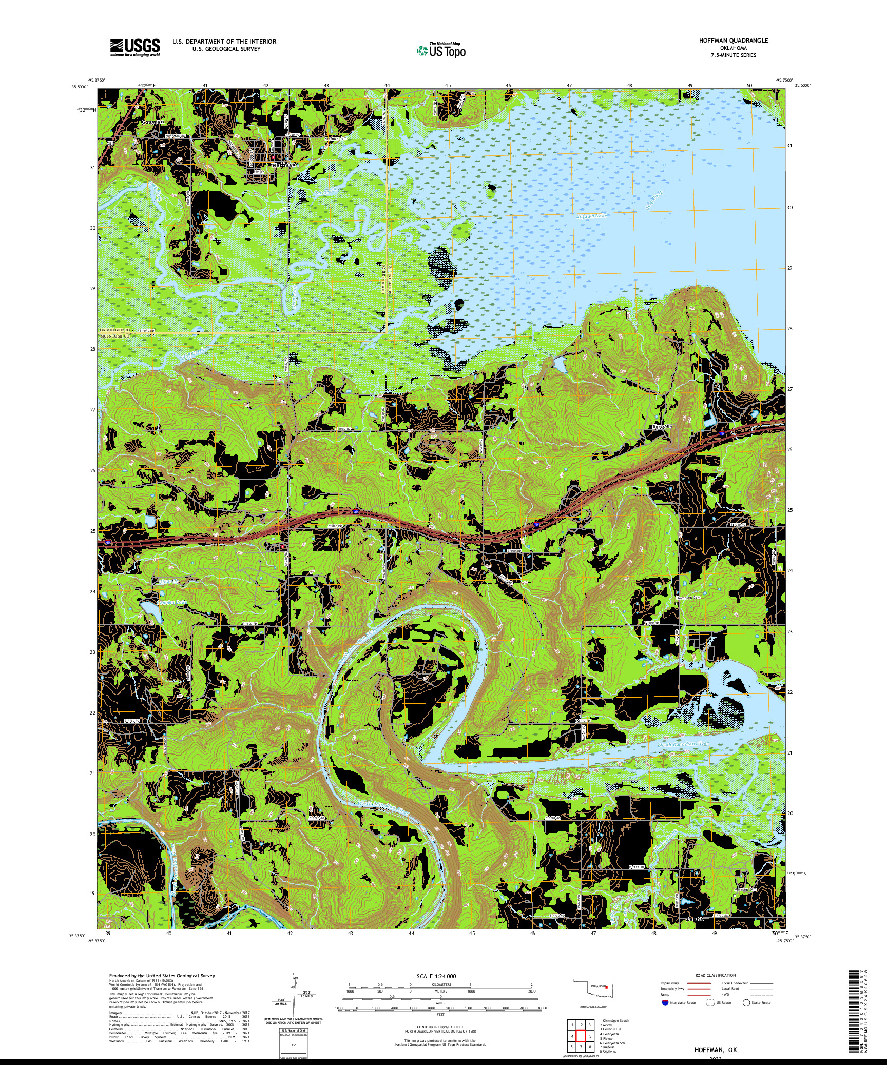 US TOPO 7.5-MINUTE MAP FOR HOFFMAN, OK