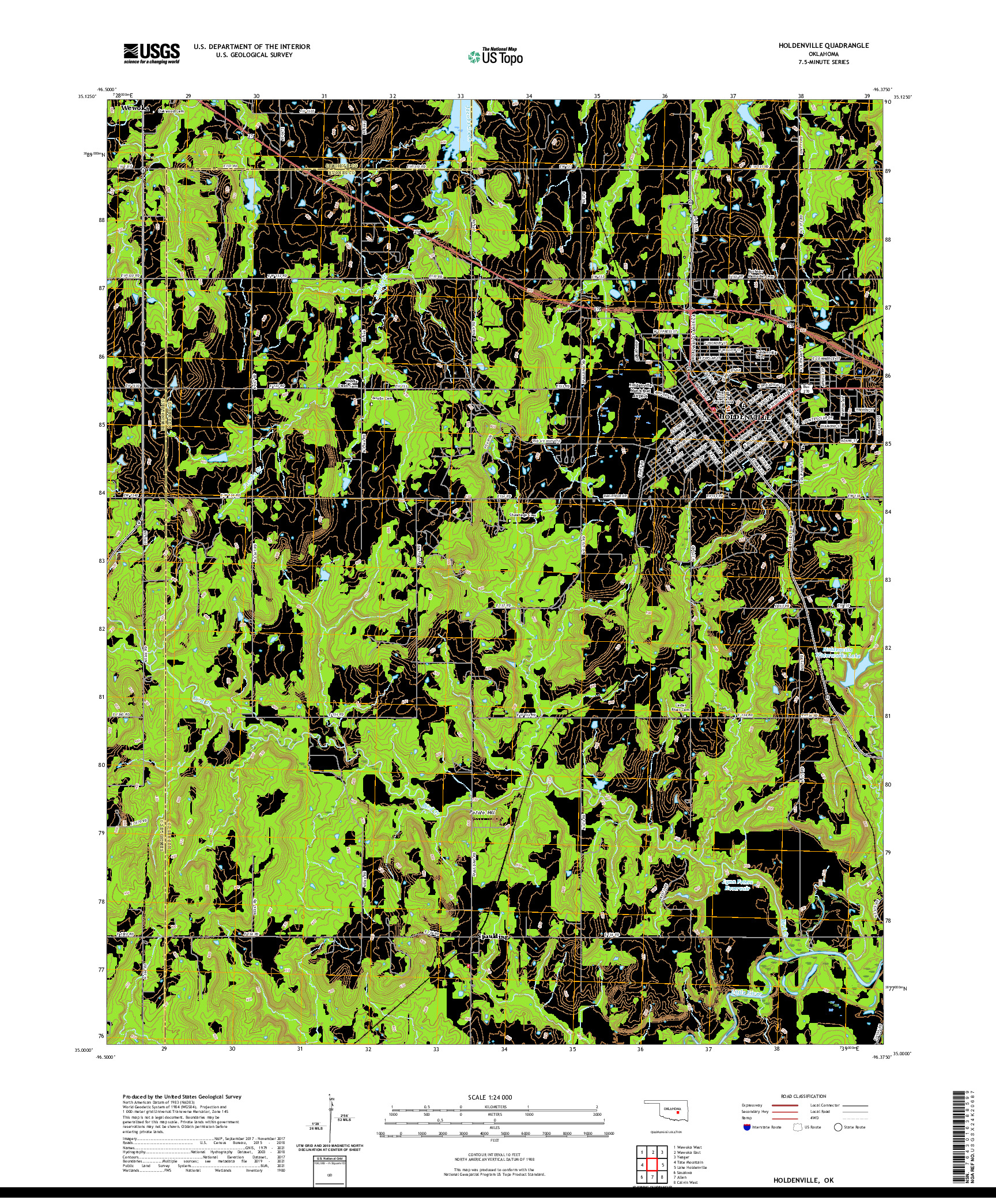 US TOPO 7.5-MINUTE MAP FOR HOLDENVILLE, OK