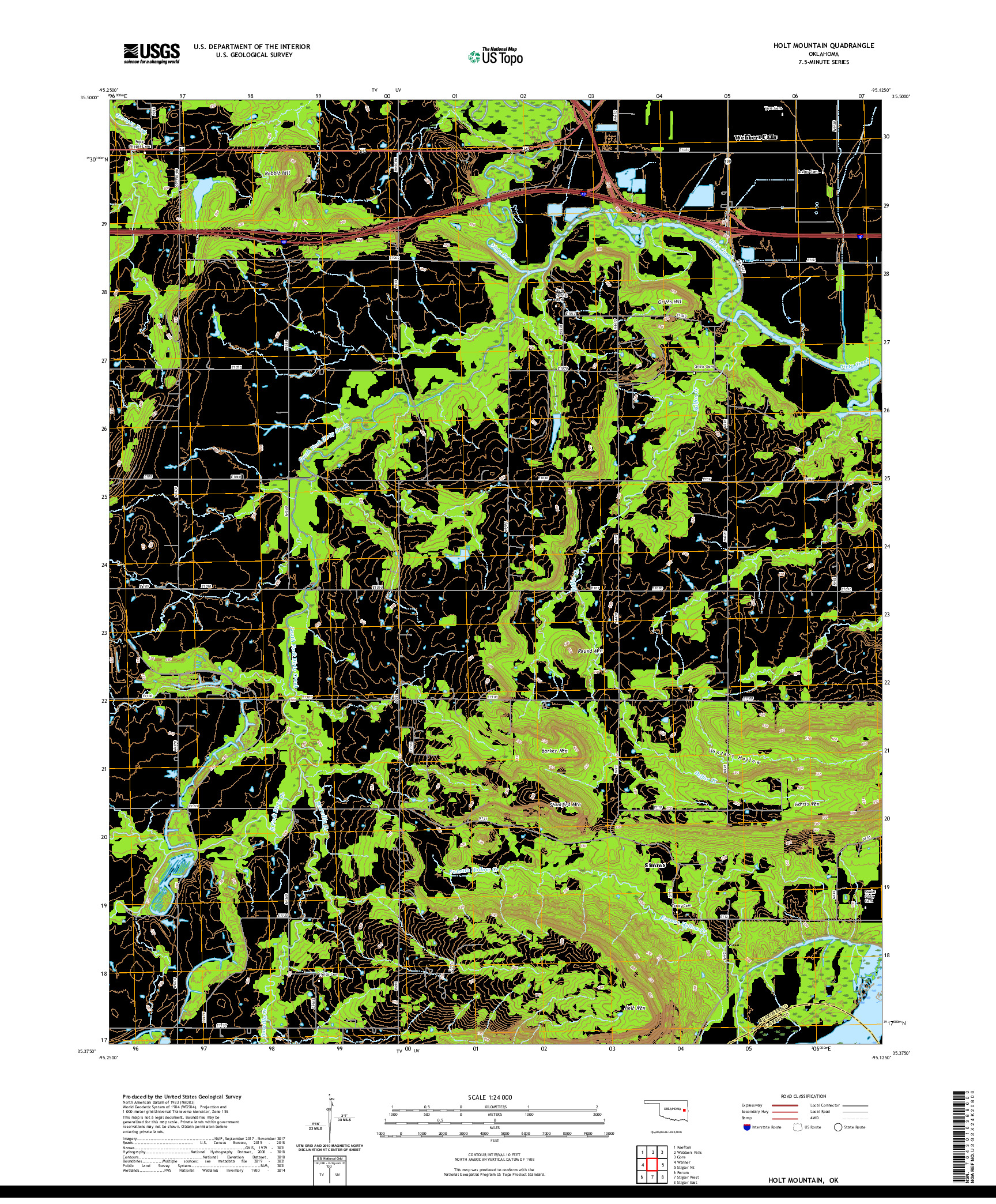 US TOPO 7.5-MINUTE MAP FOR HOLT MOUNTAIN, OK