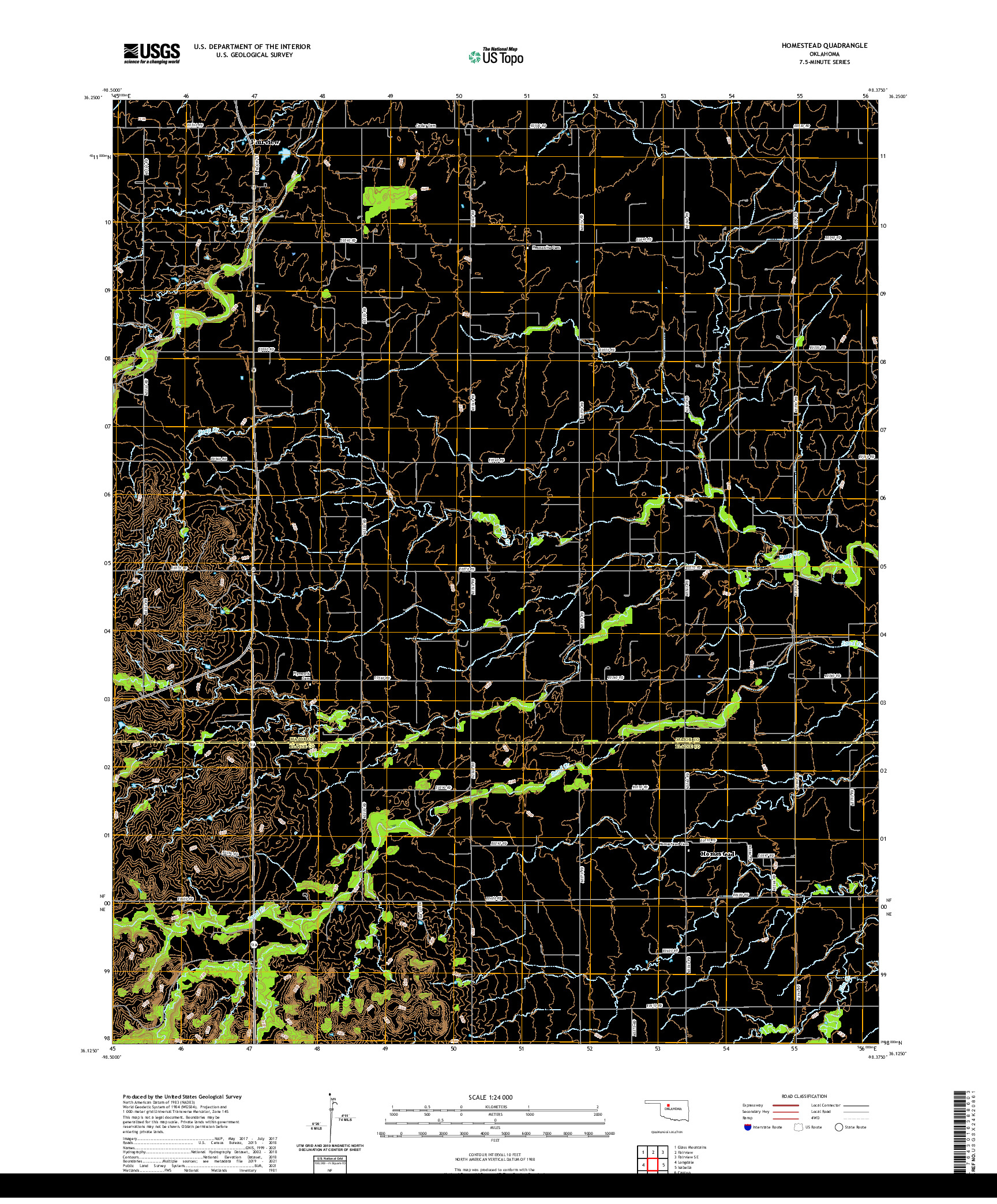 US TOPO 7.5-MINUTE MAP FOR HOMESTEAD, OK