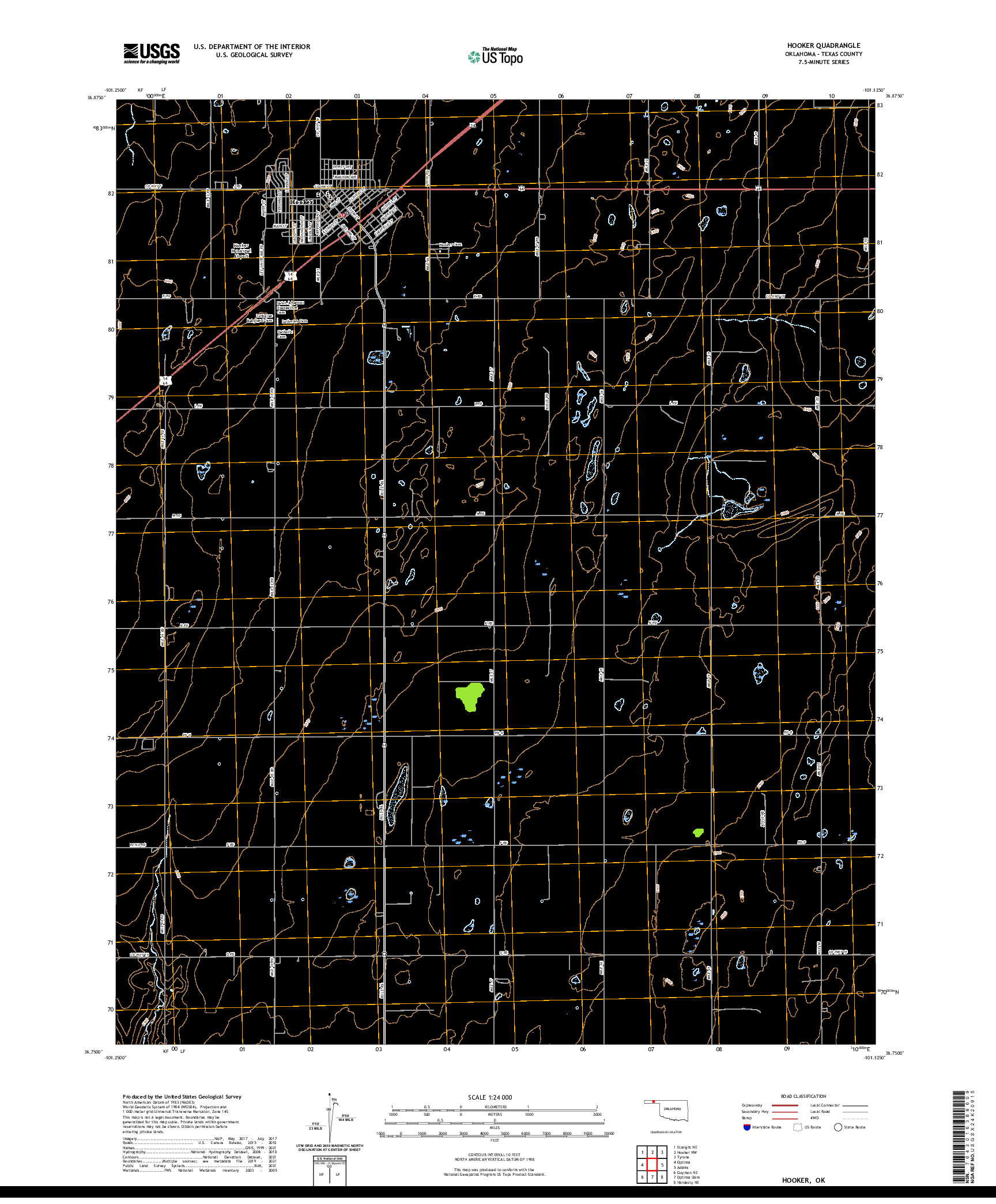 US TOPO 7.5-MINUTE MAP FOR HOOKER, OK