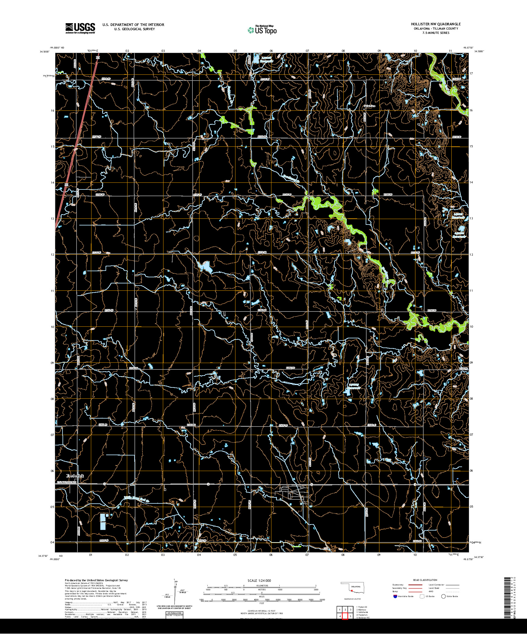 US TOPO 7.5-MINUTE MAP FOR HOLLISTER NW, OK