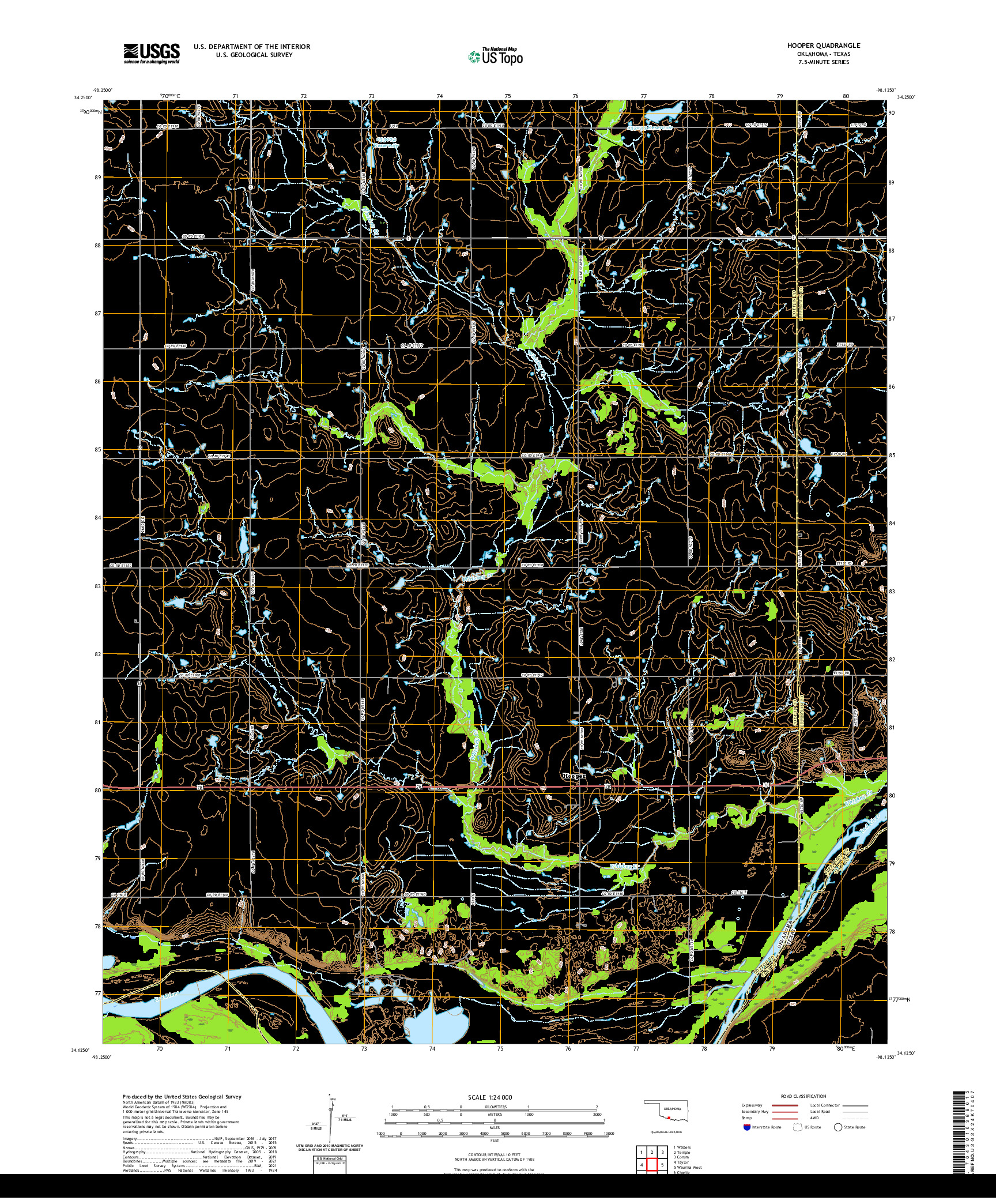 US TOPO 7.5-MINUTE MAP FOR HOOPER, OK,TX