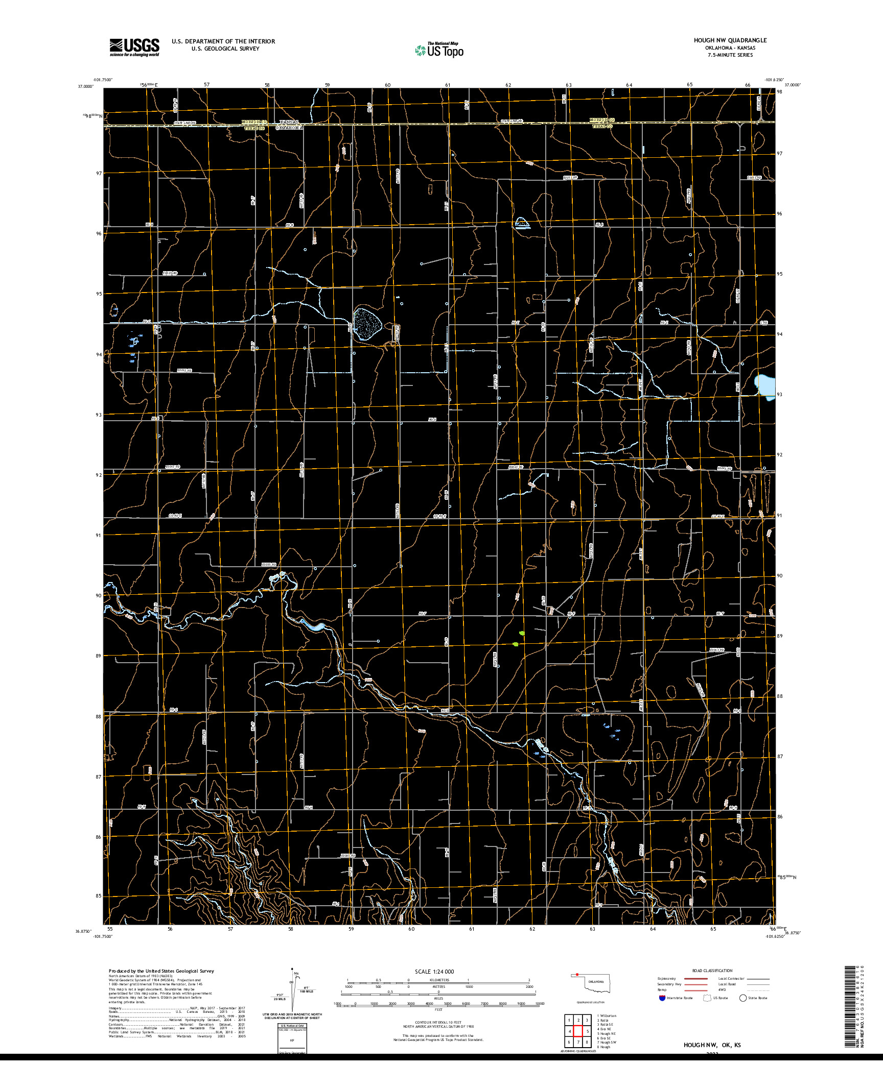US TOPO 7.5-MINUTE MAP FOR HOUGH NW, OK,KS