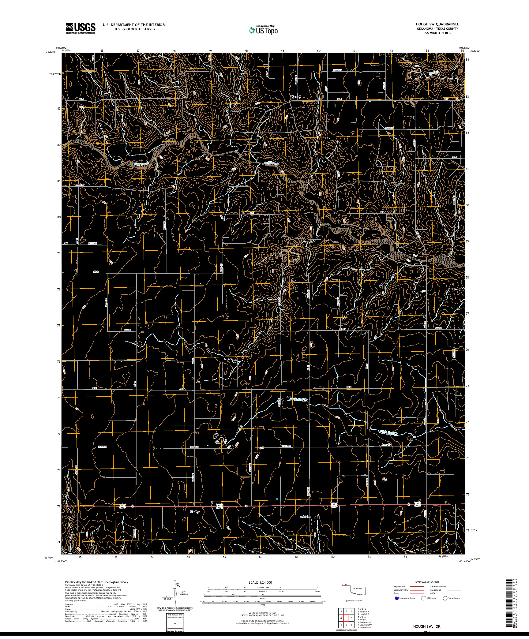 US TOPO 7.5-MINUTE MAP FOR HOUGH SW, OK