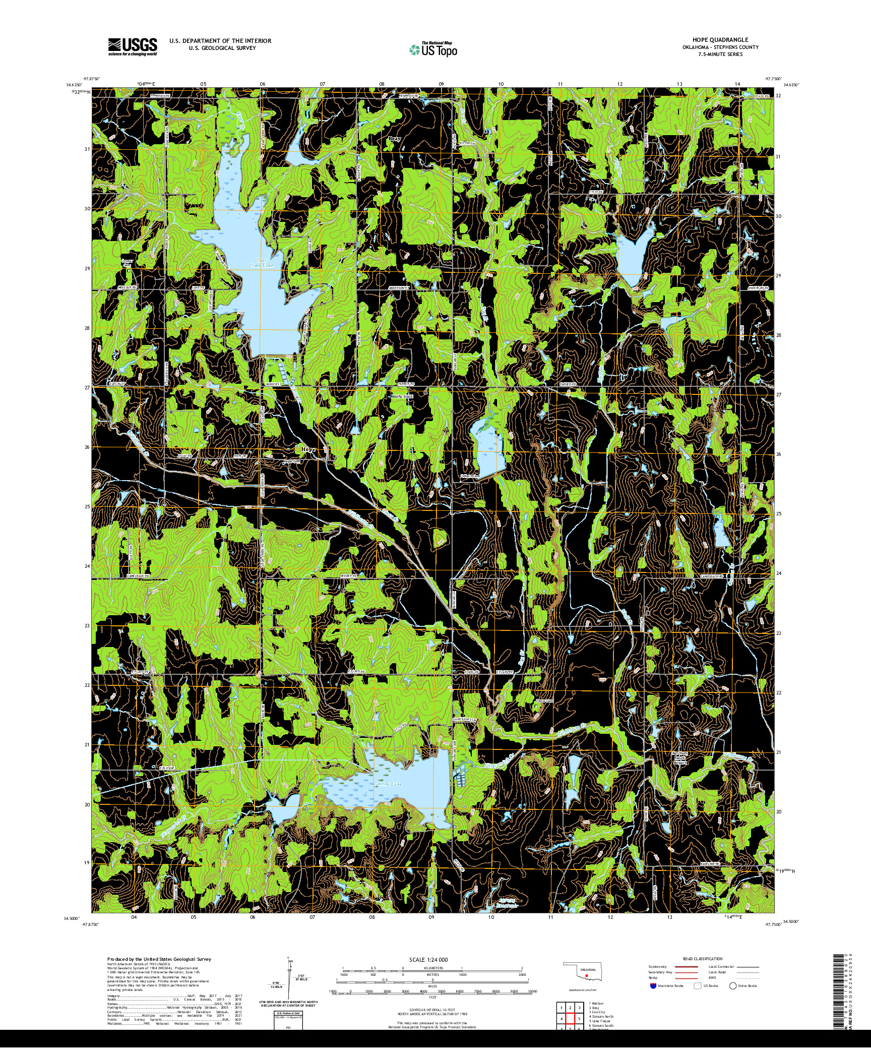 US TOPO 7.5-MINUTE MAP FOR HOPE, OK